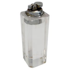 Mid-century Lucite & Chrome Octagon Shape Table Lighter by Kingstar