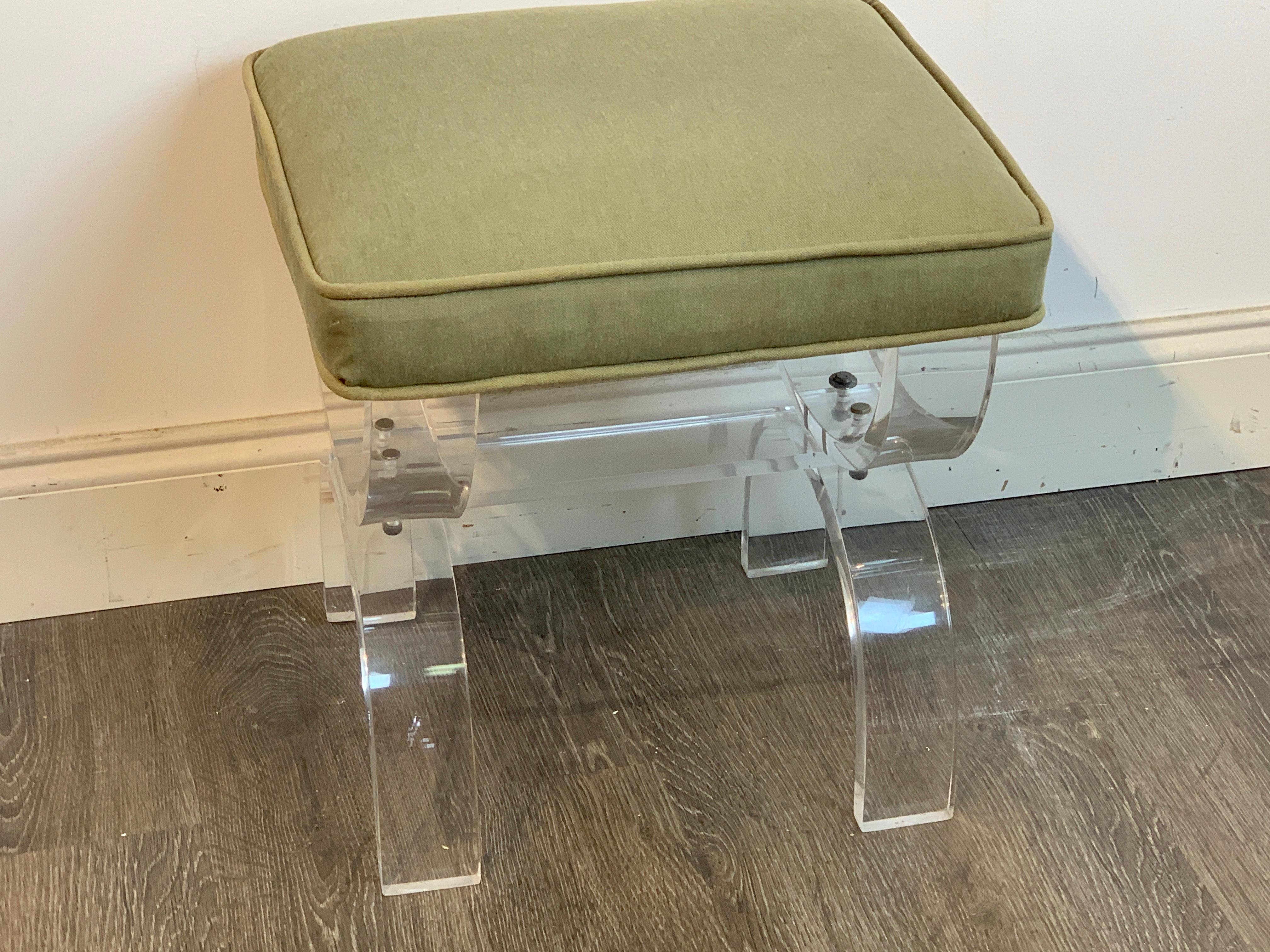 American Midcentury Lucite Curule Bench