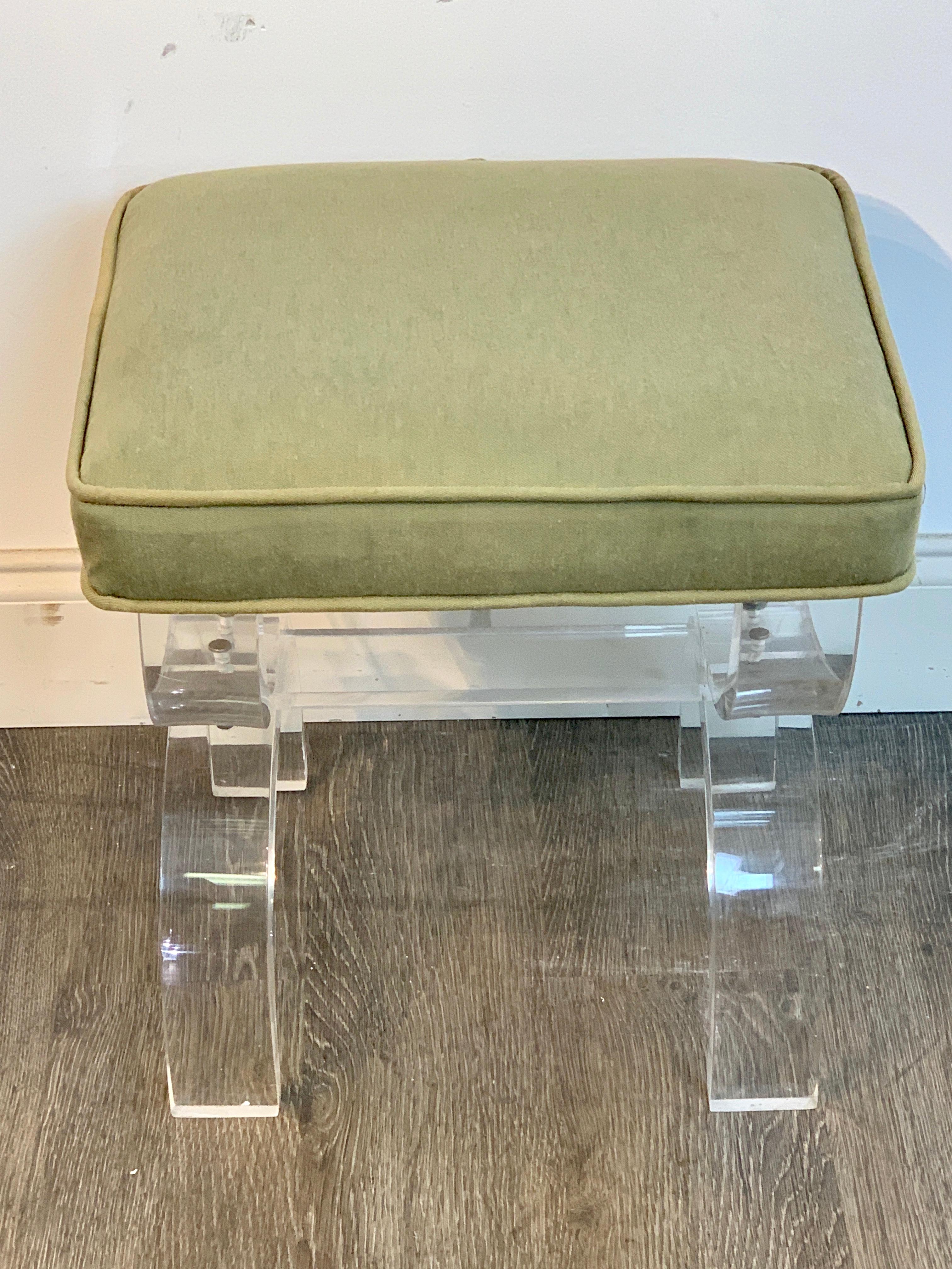 20th Century Midcentury Lucite Curule Bench