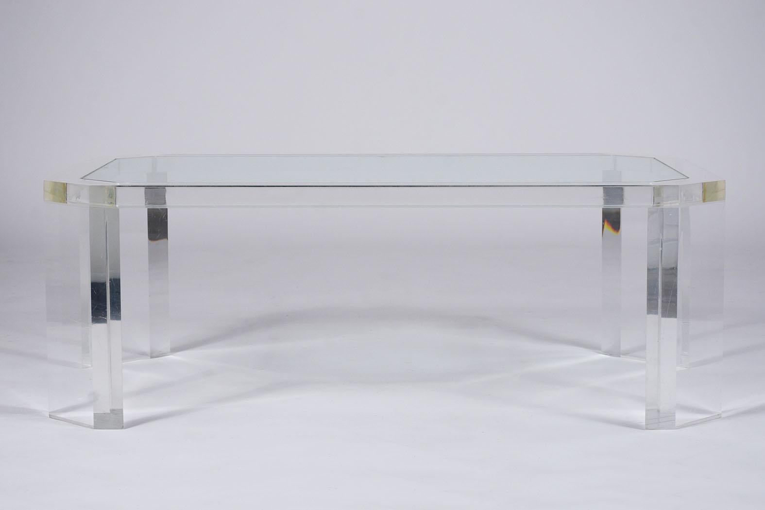 American 1970's Mid Century Lucite & Glass Coffee Table