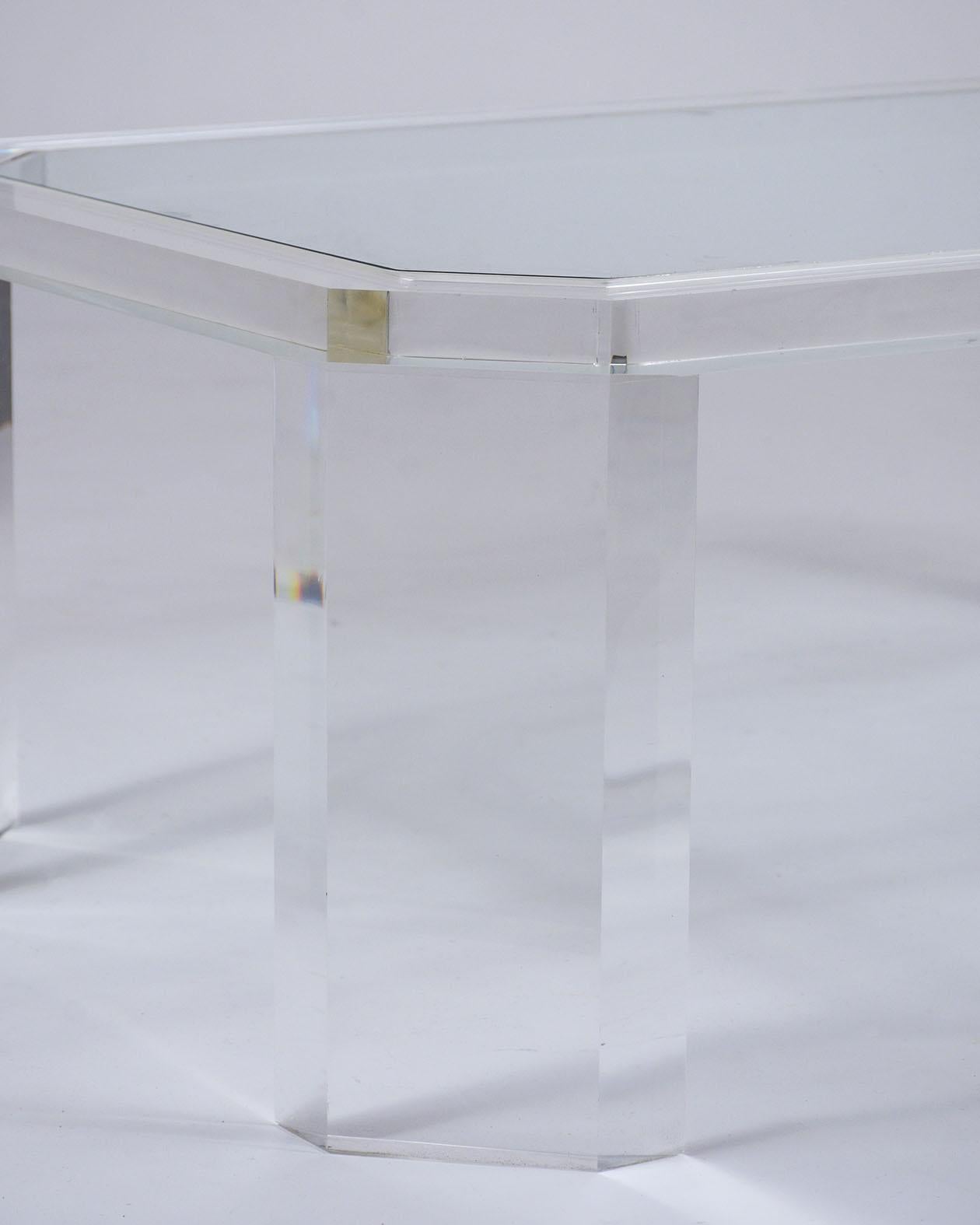 Late 20th Century 1970's Mid Century Lucite & Glass Coffee Table