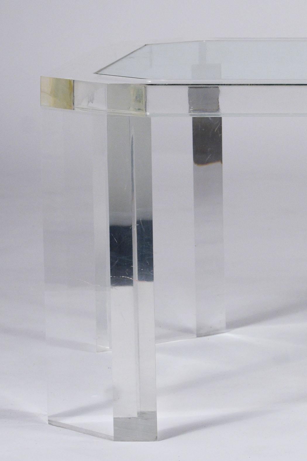 1970's Mid Century Lucite & Glass Coffee Table 1