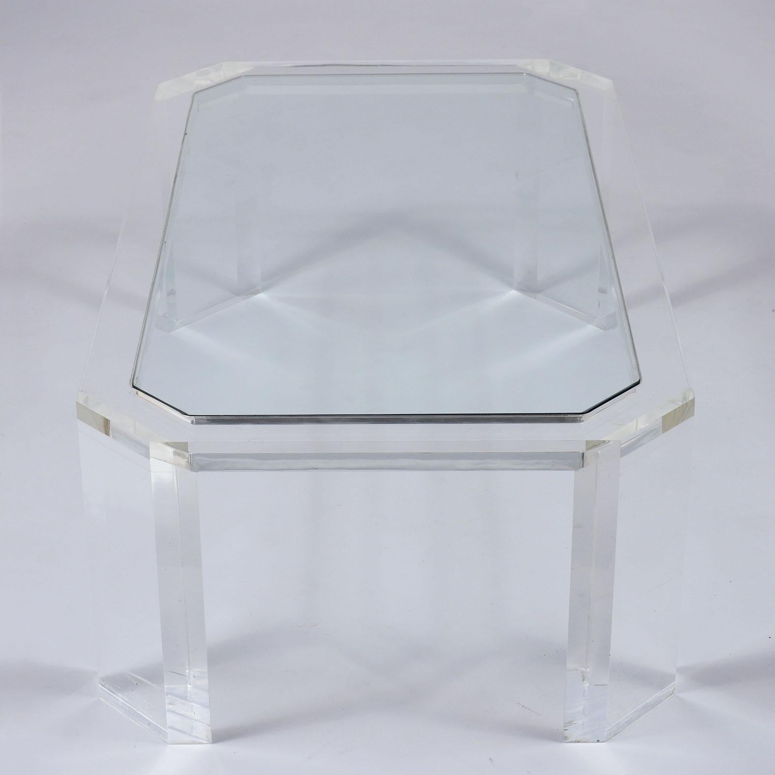 1970's Mid Century Lucite & Glass Coffee Table 2