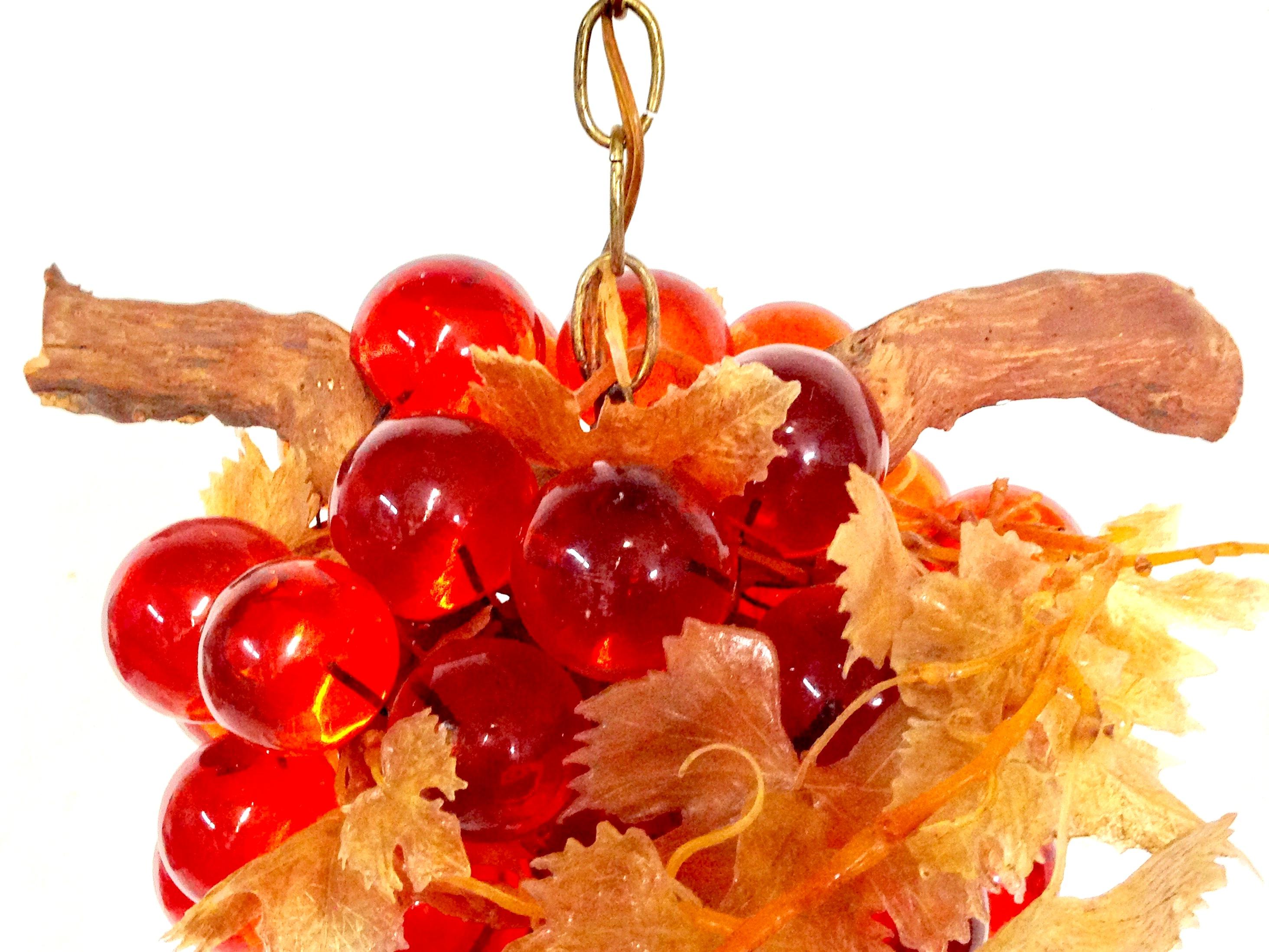 American Mid-Century Lucite Grape Bunch Hanging Light Pendant-Chandelier For Sale