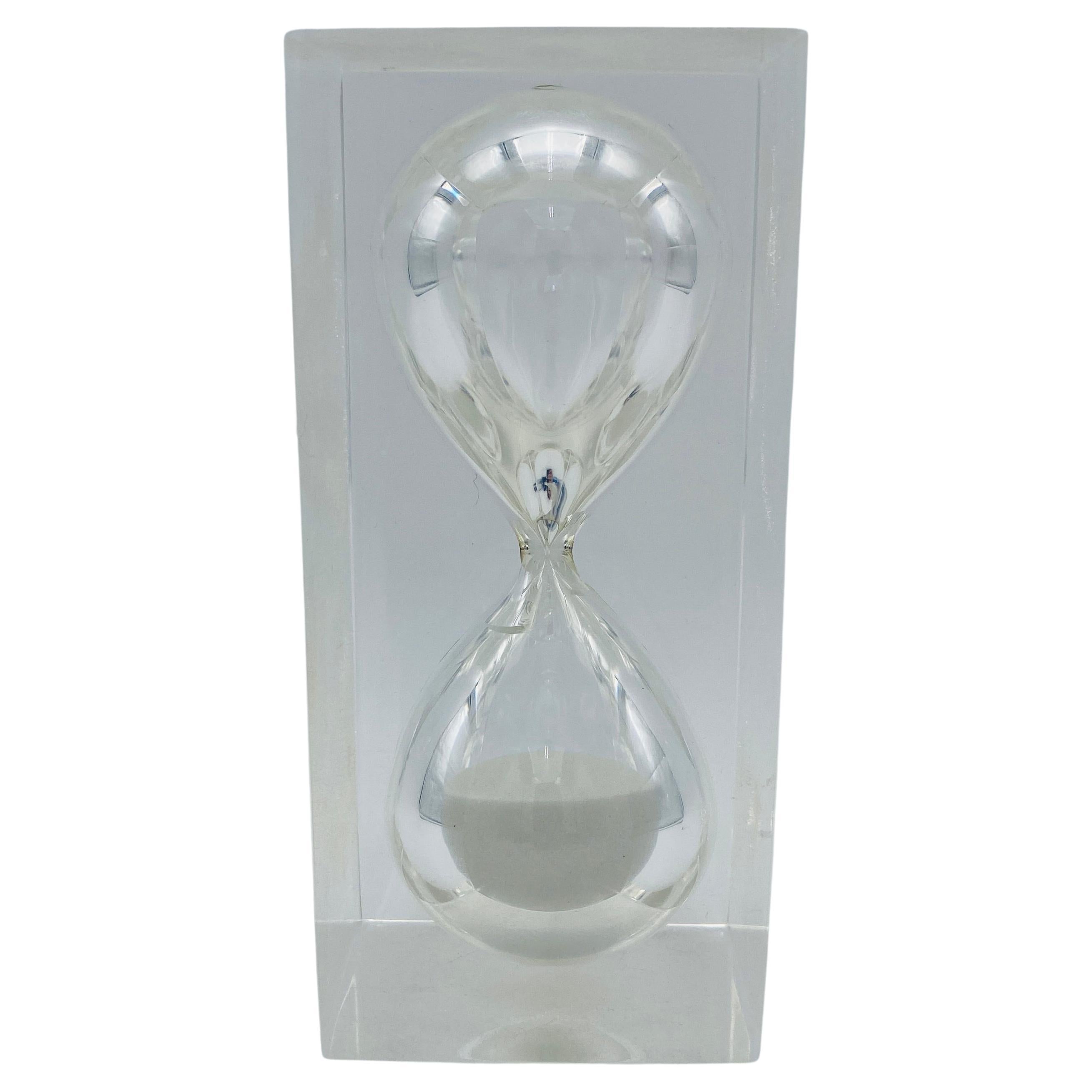 Mid Century Lucite Hourglass Sculpture 1960s