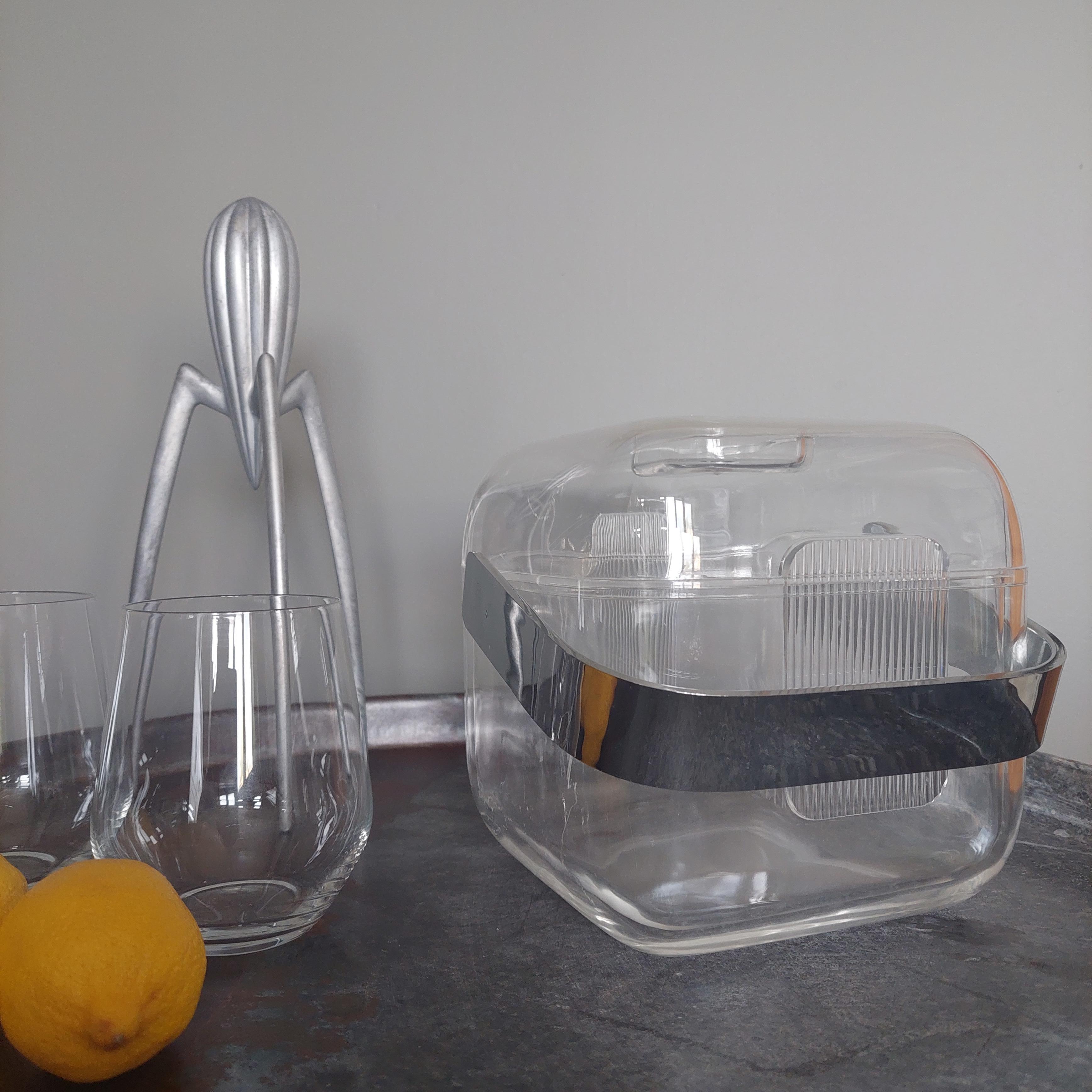 Mid-Century Lucite Ice Bucket by Ambrogio Pozzi for Guzzini Italy 70s 9