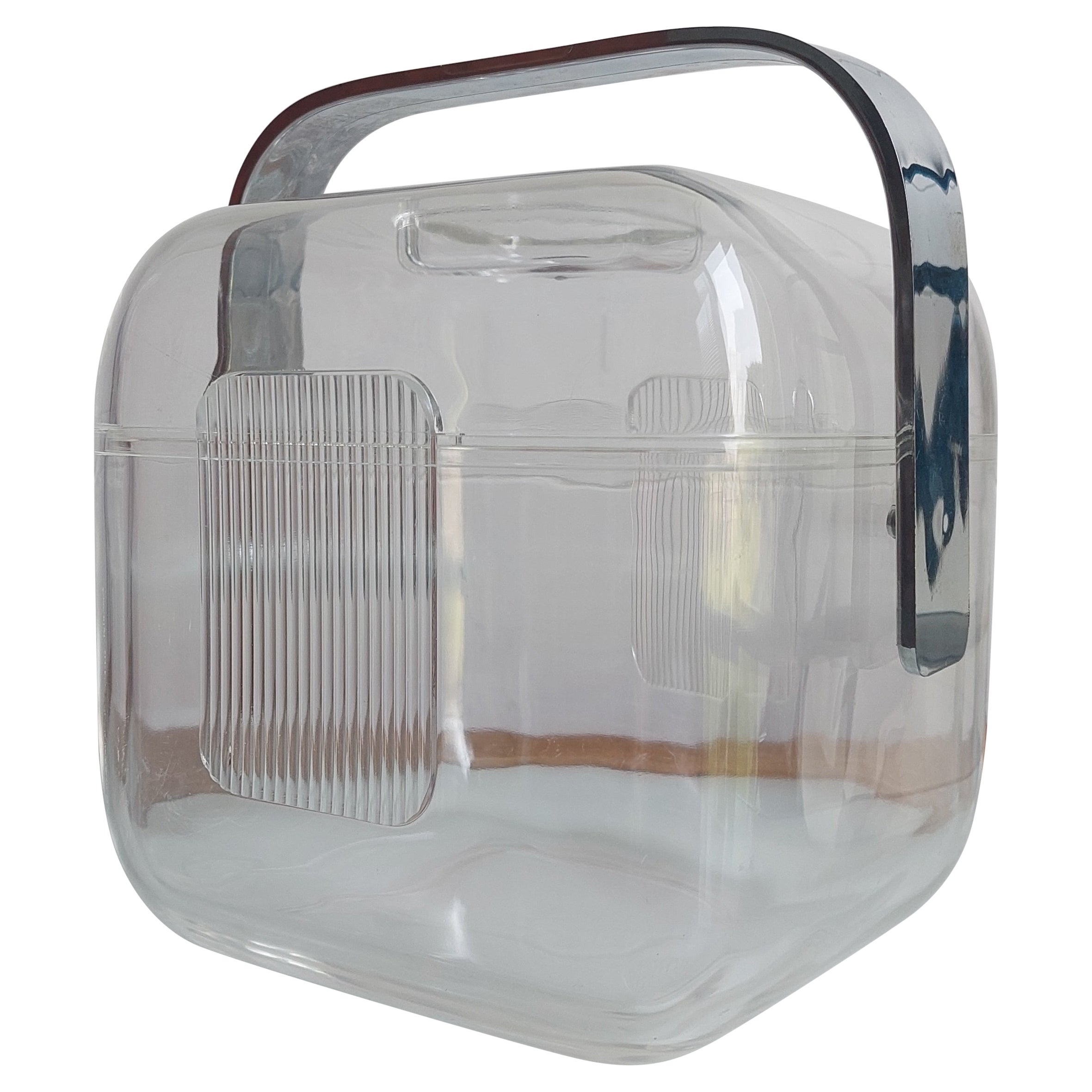 Mid-Century Lucite Ice Bucket by Ambrogio Pozzi for Guzzini Italy 70s