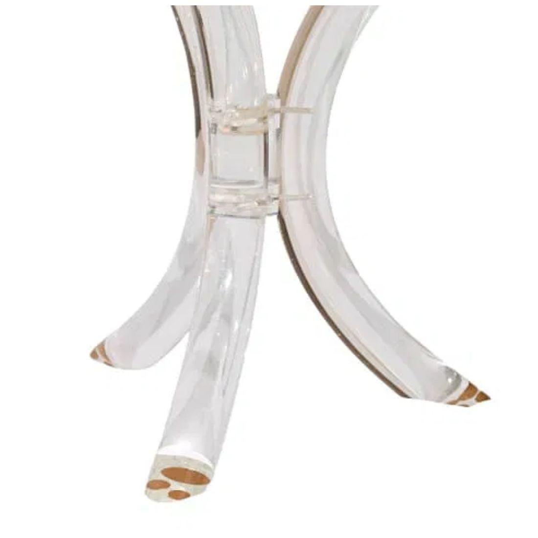 Mid Century Lucite Pedestal Dining Table with Glass Top In Good Condition For Sale In Locust Valley, NY