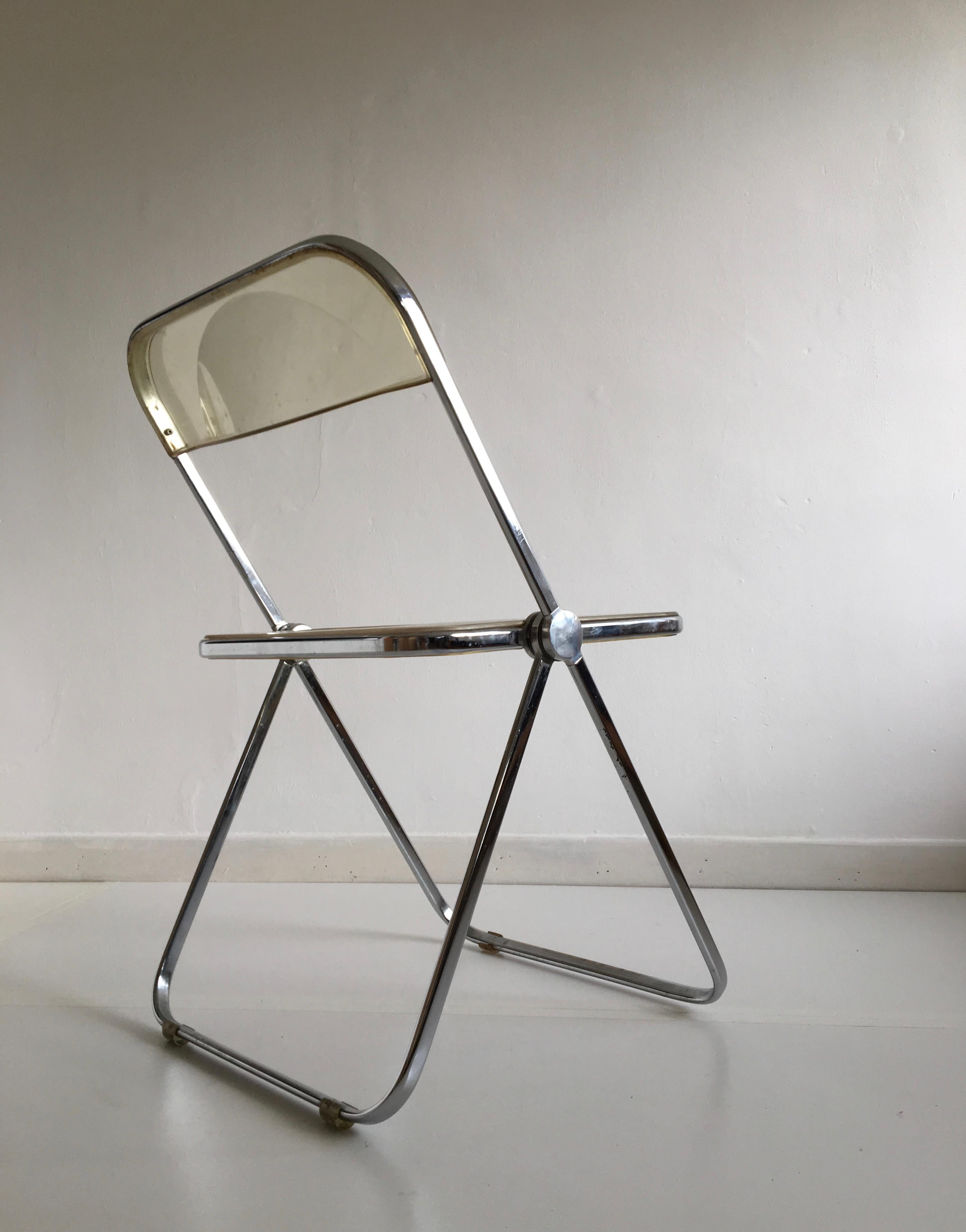 Italian Midcentury Lucite 'Plia' Chair by Giancarlo Piretti for Castelli, Italy