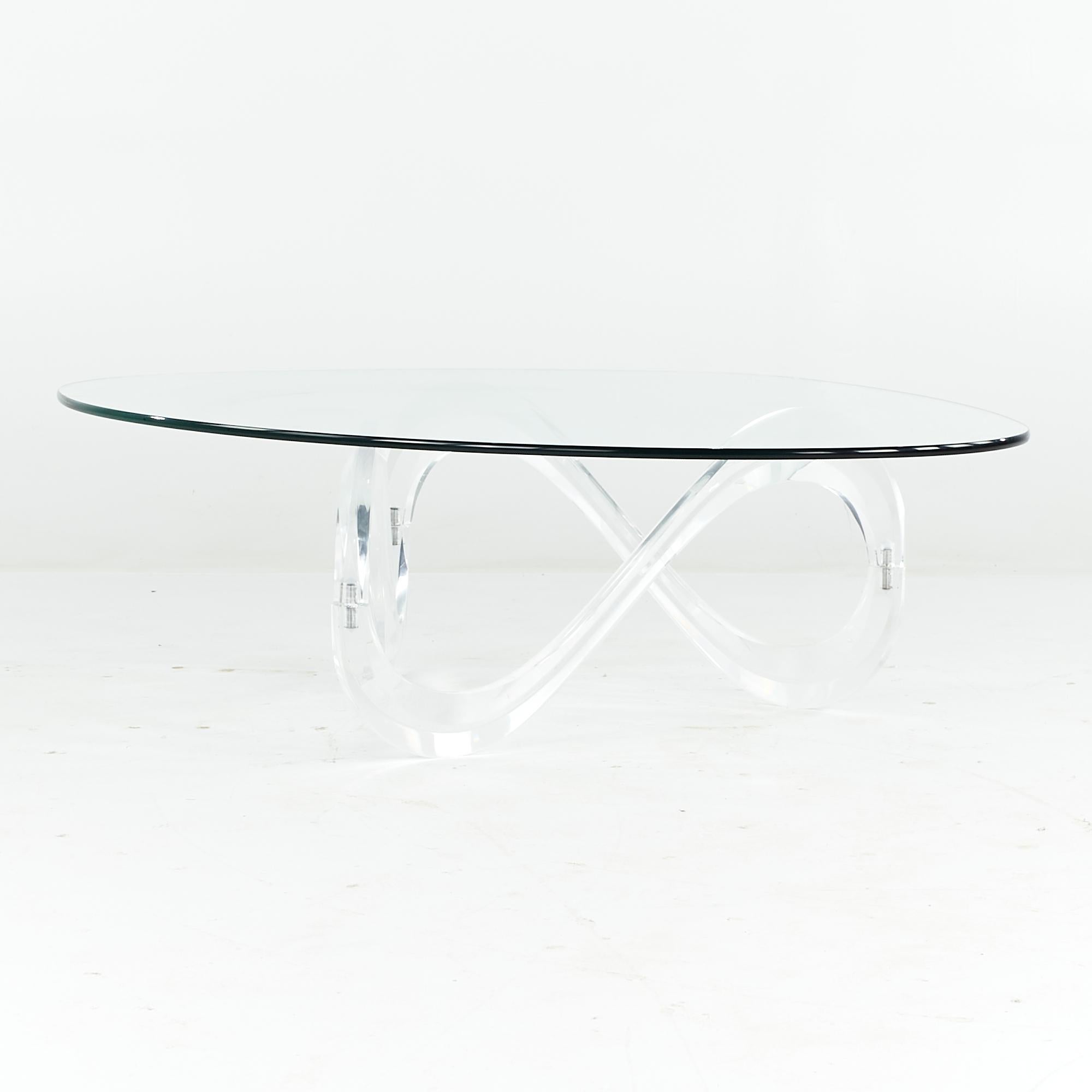 Midcentury Lucite Ribbon Coffee Table For Sale at 1stDibs
