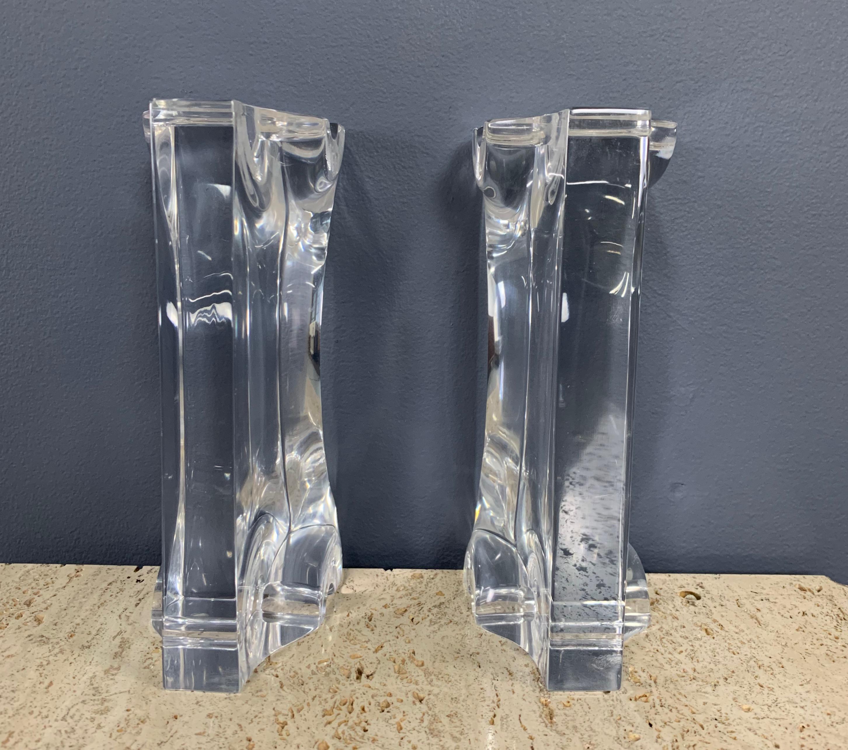 Midcentury Lucite Sculptural Astrolite Bookends by Herb Ritts In Good Condition In Philadelphia, PA