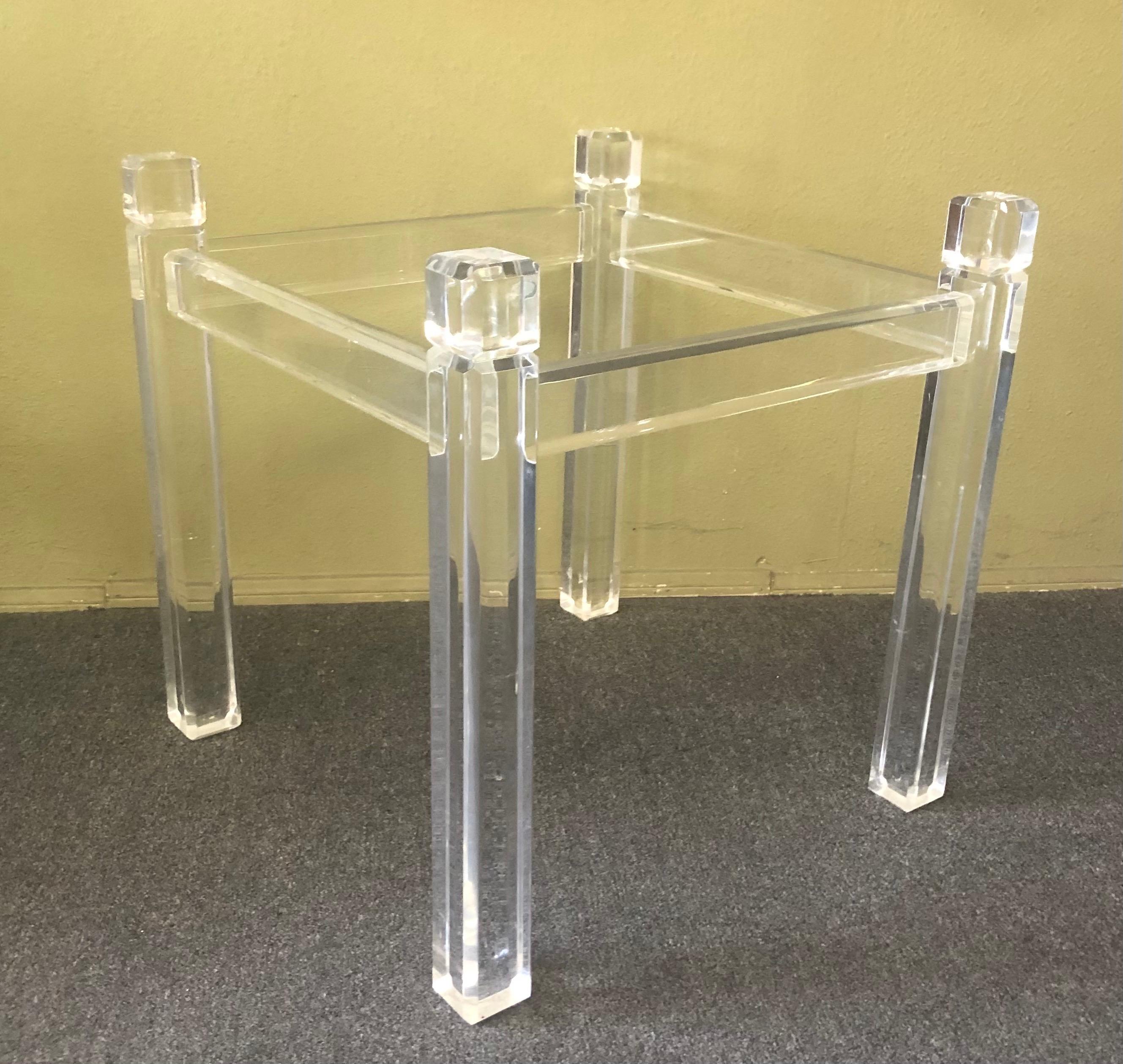 Superb midcentury Lucite table base by Charles Hollis Jones, circa 1970s. The base is finely crafted, very heavy and solid and measures 27.5