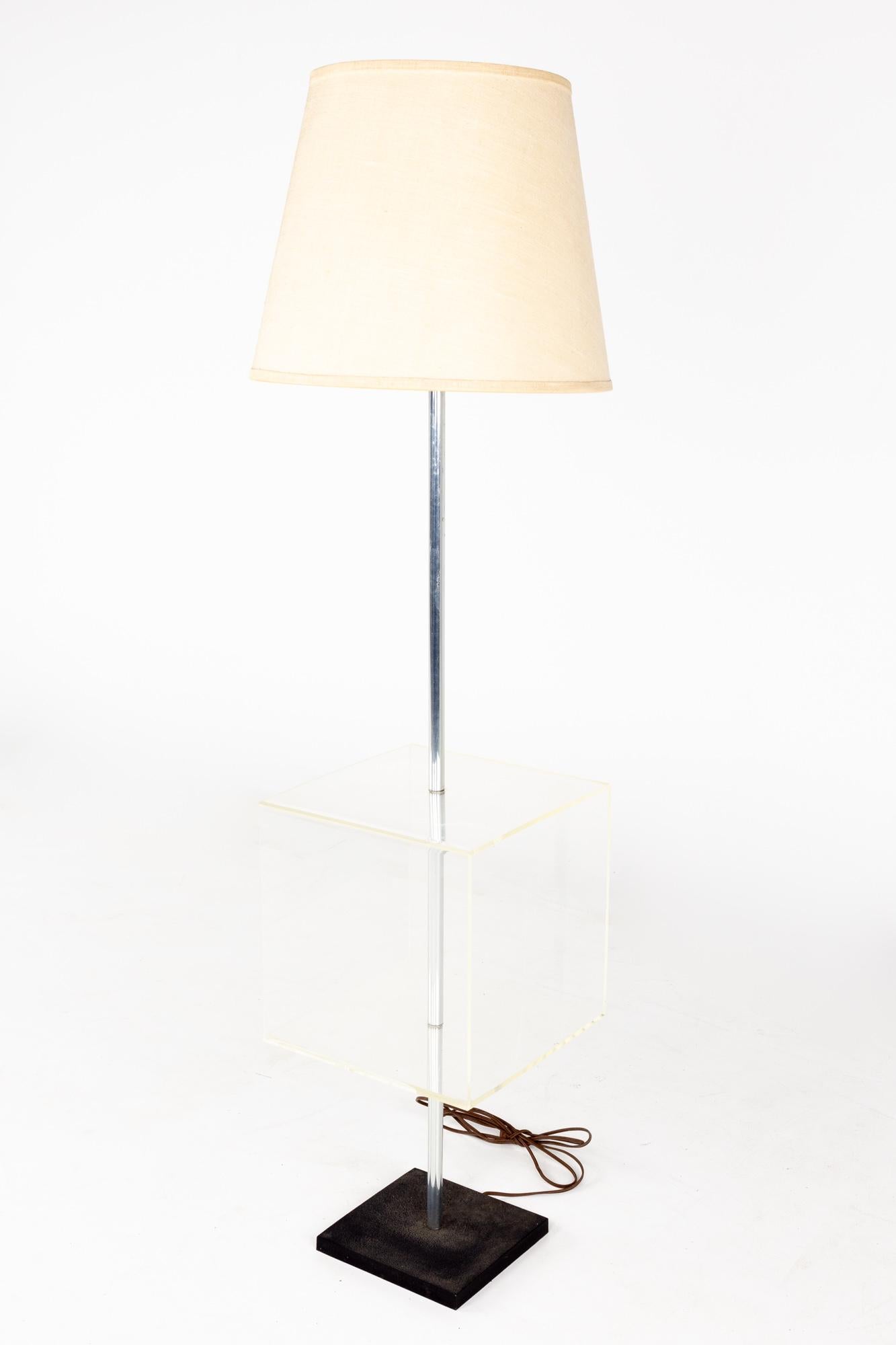 American Mid Century Lucite Table Floor Lamp For Sale