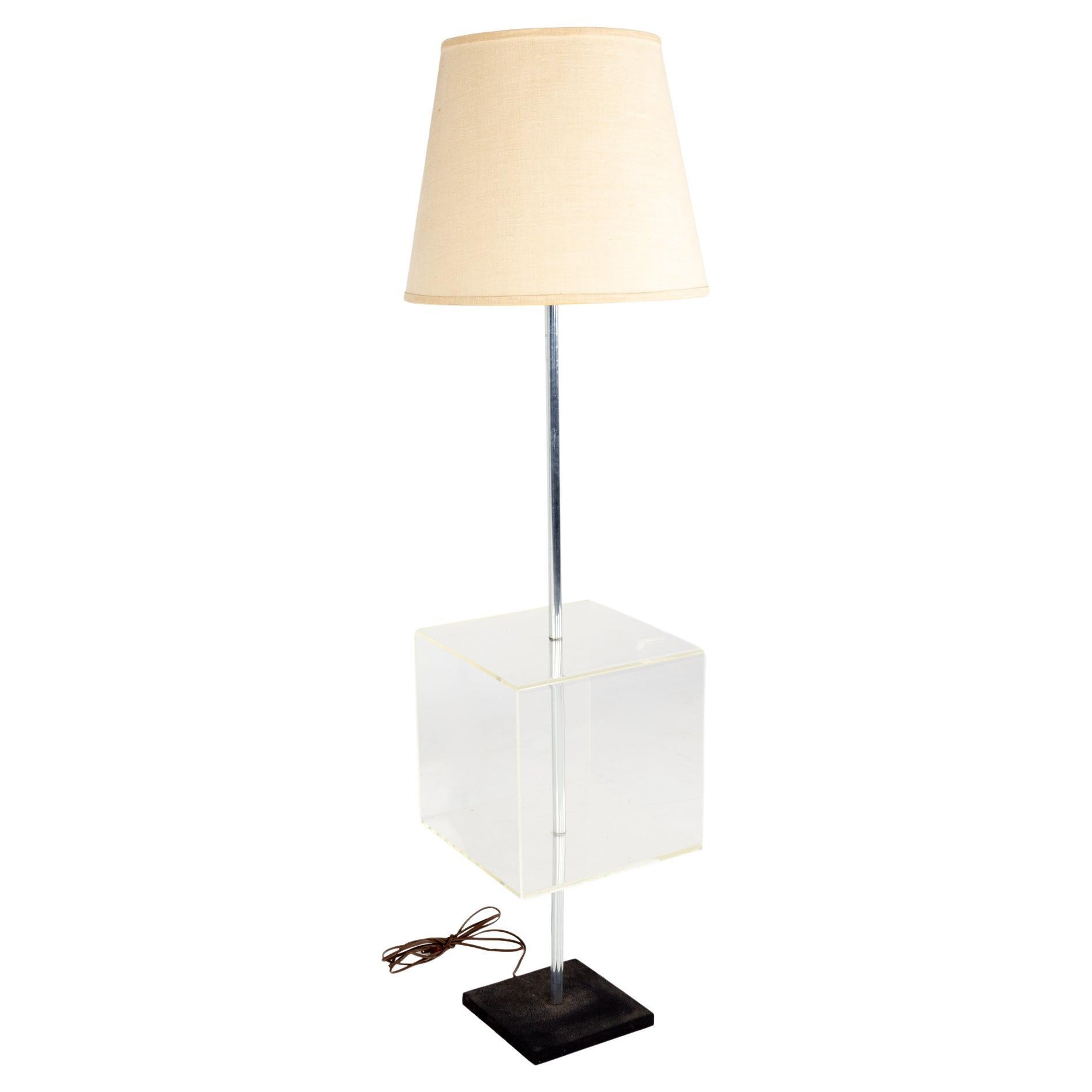 Mid Century Lucite Table Floor Lamp For Sale