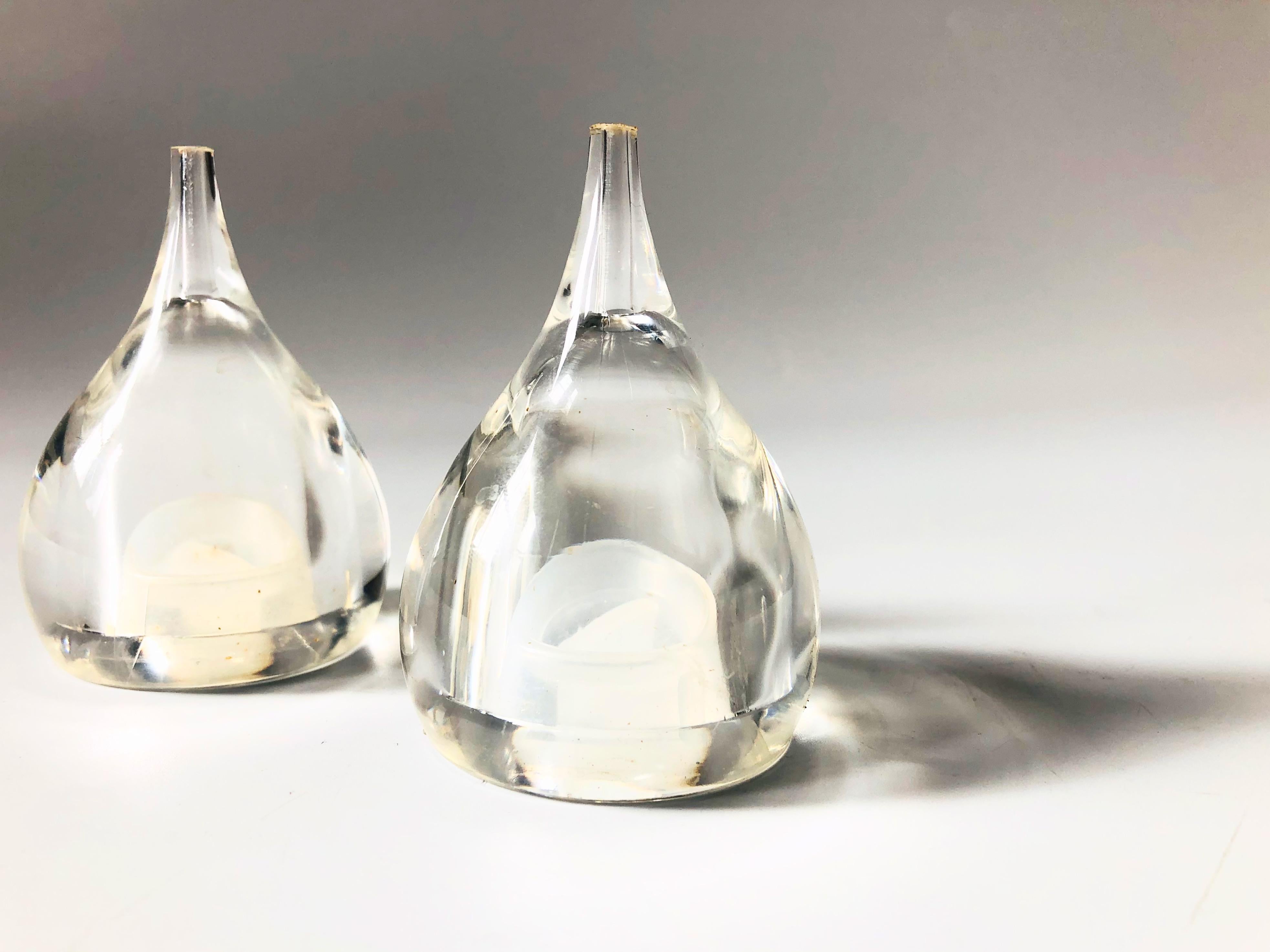 Italian Mid-Century Lucite Teardrop Salt and Pepper Shakers by Luigi Massoni for Guzzini