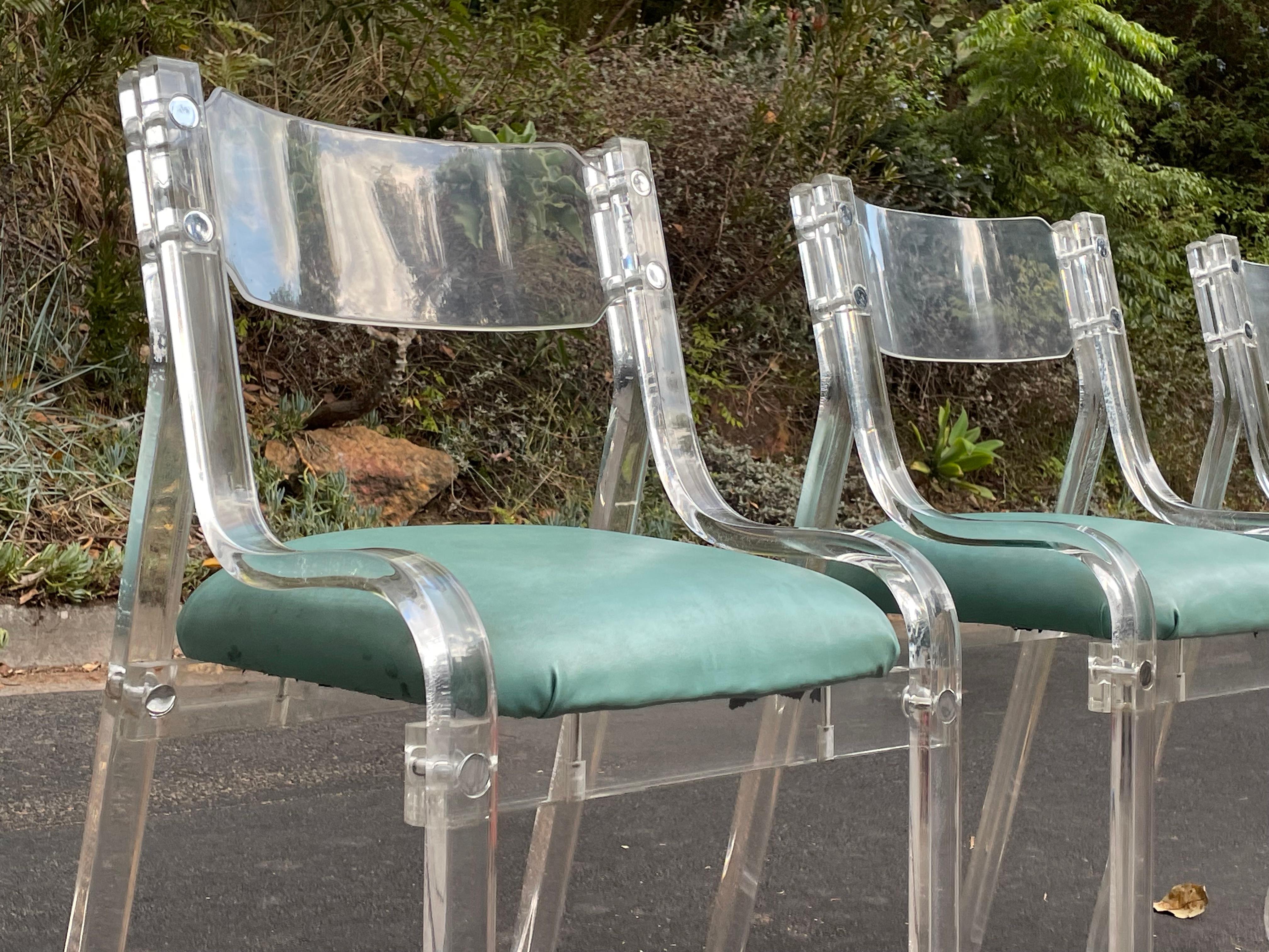 Mid-Century Lucite & Turquoise Bar Stools by Charles Hollis Jones, Set of 3 In Good Condition In Los Angeles, CA