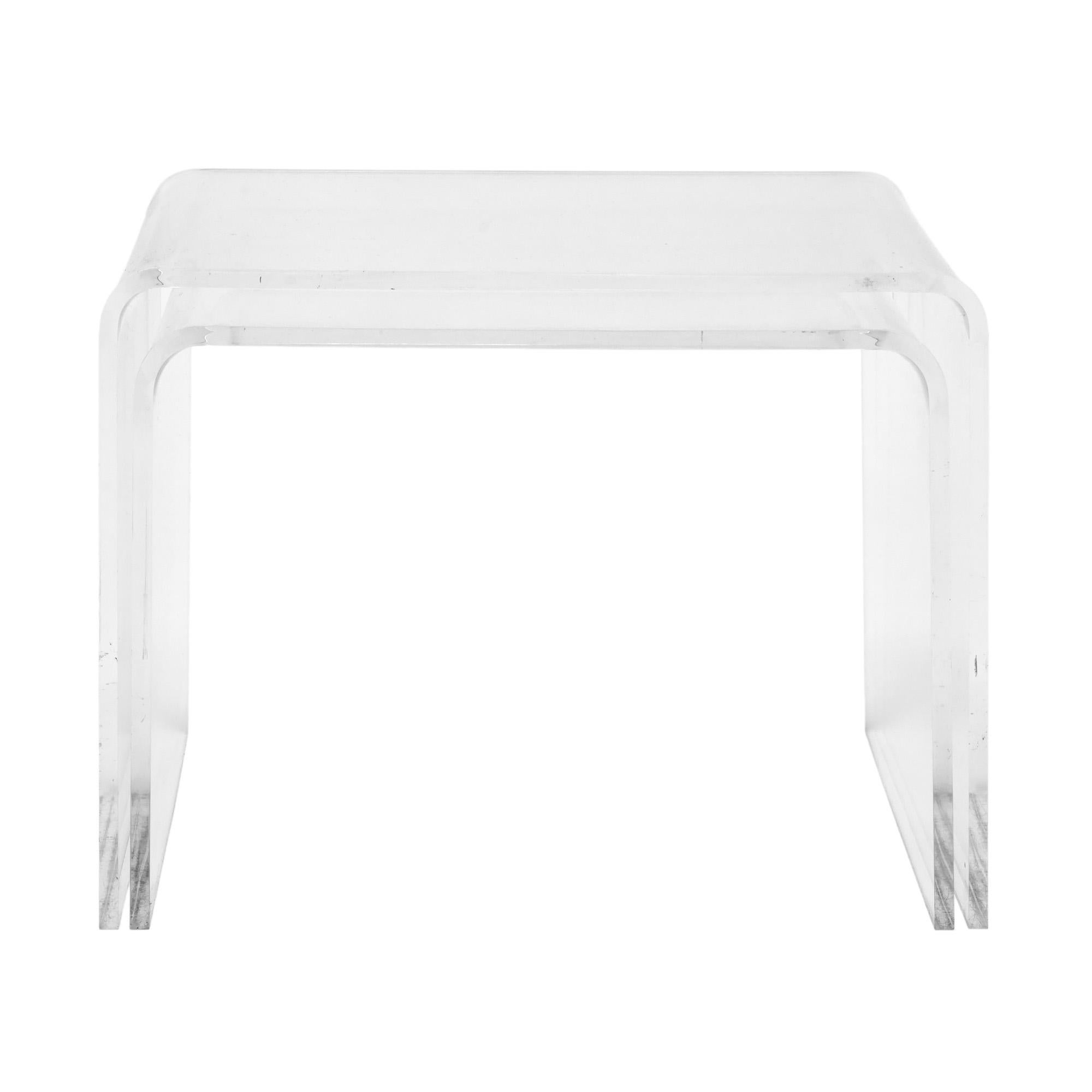 French Mid-Century Lucite Waterfall Tables For Sale