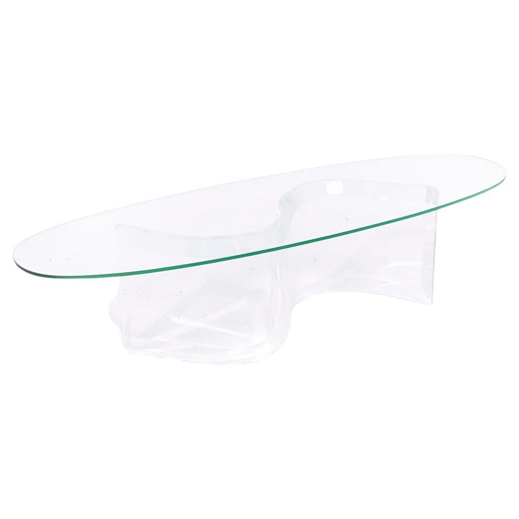 Table basse à vagues en lucite du milieu du siècle