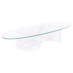 Table basse à vagues en lucite du milieu du siècle