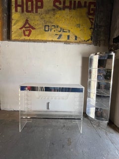 Mid Century Luigi Bardini Illuminated Lucite Bar and Corner Shelving
