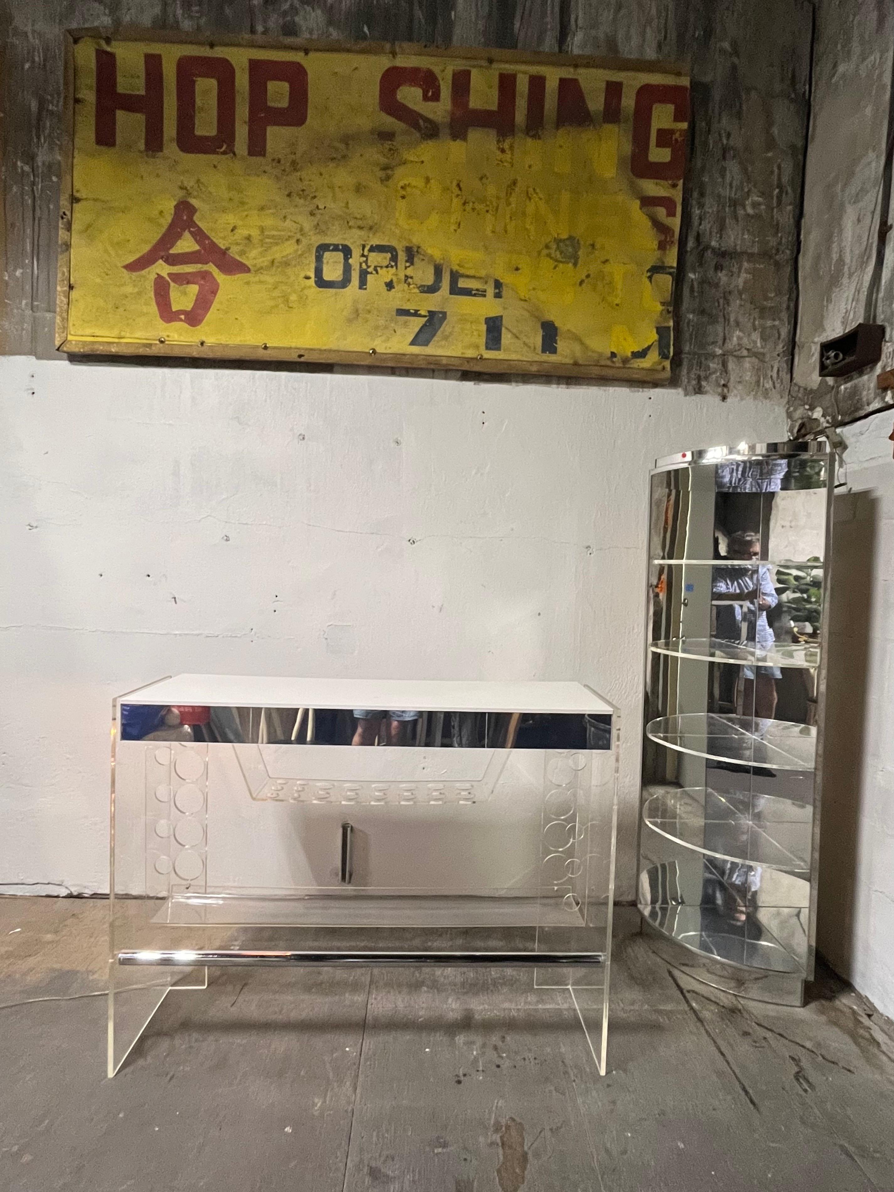 Mid-Century Modern Mid Century Luigi Bardini Illuminated Lucite Bar and Corner Shelving For Sale
