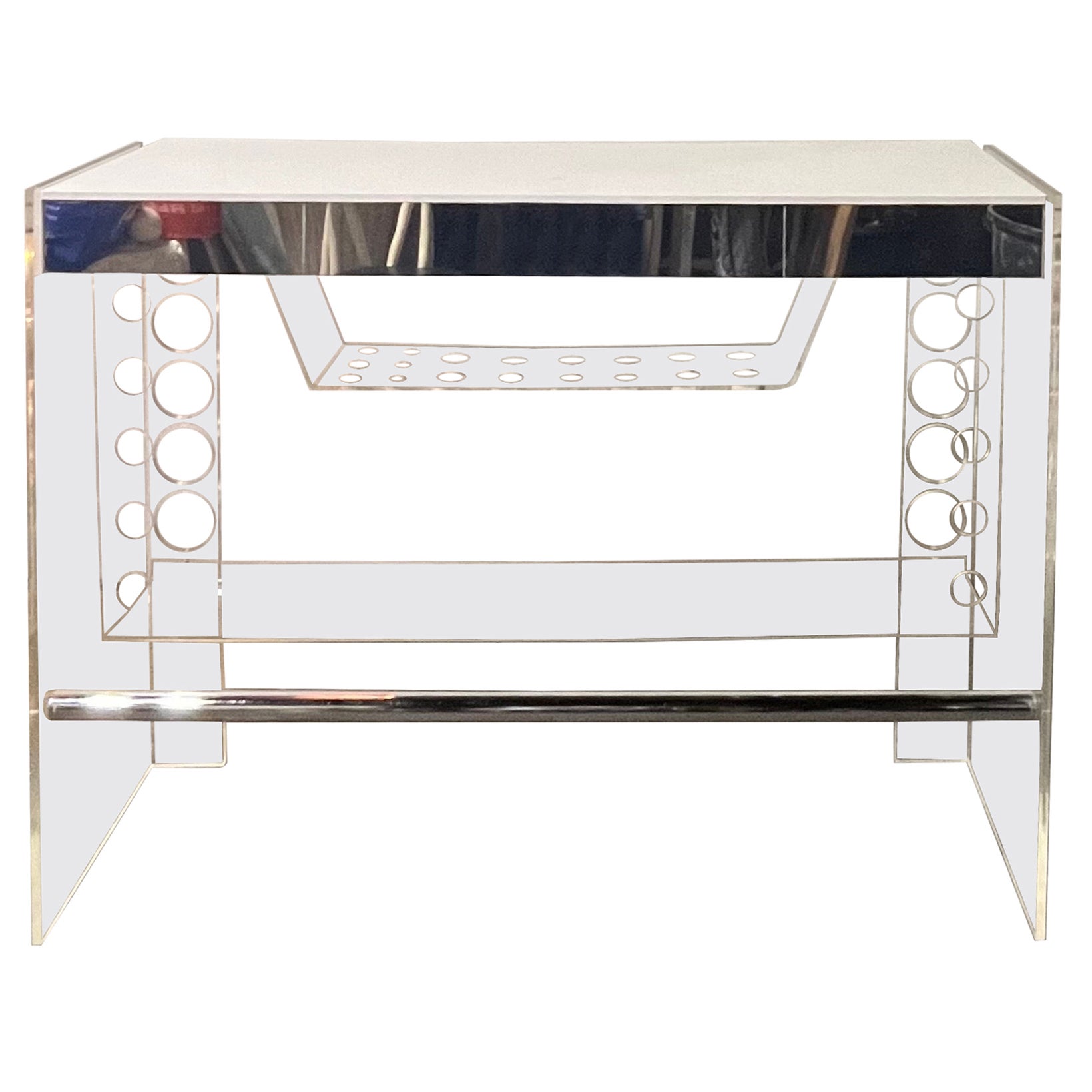 Étagères d'angle et de bar en lucite éclairées Luigi Bardini du milieu du siècle dernier en vente
