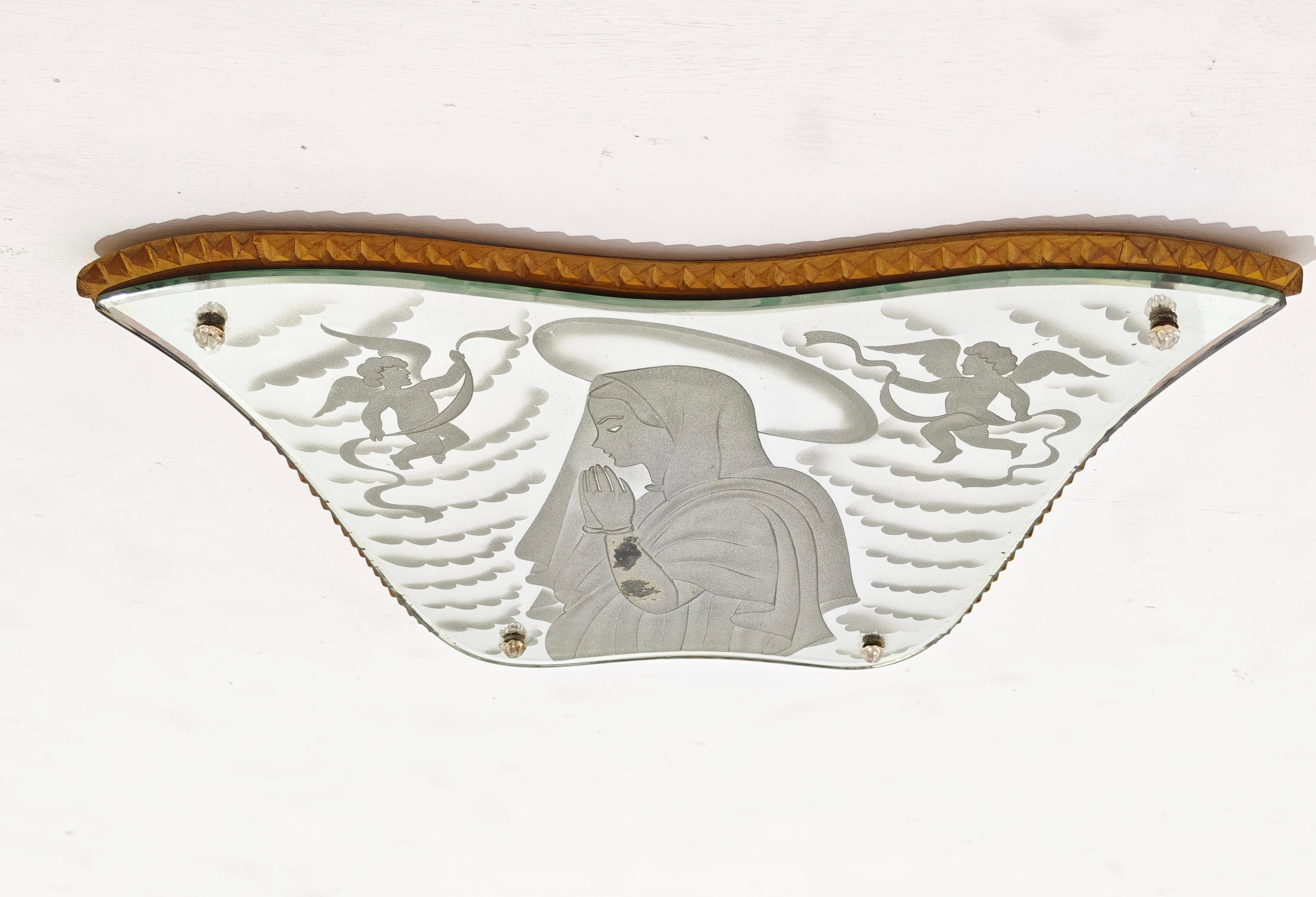 Luigi Brusotti pour Fontana Arte Italie 1940s Madone avec Anges Bon état - En vente à Palermo, IT