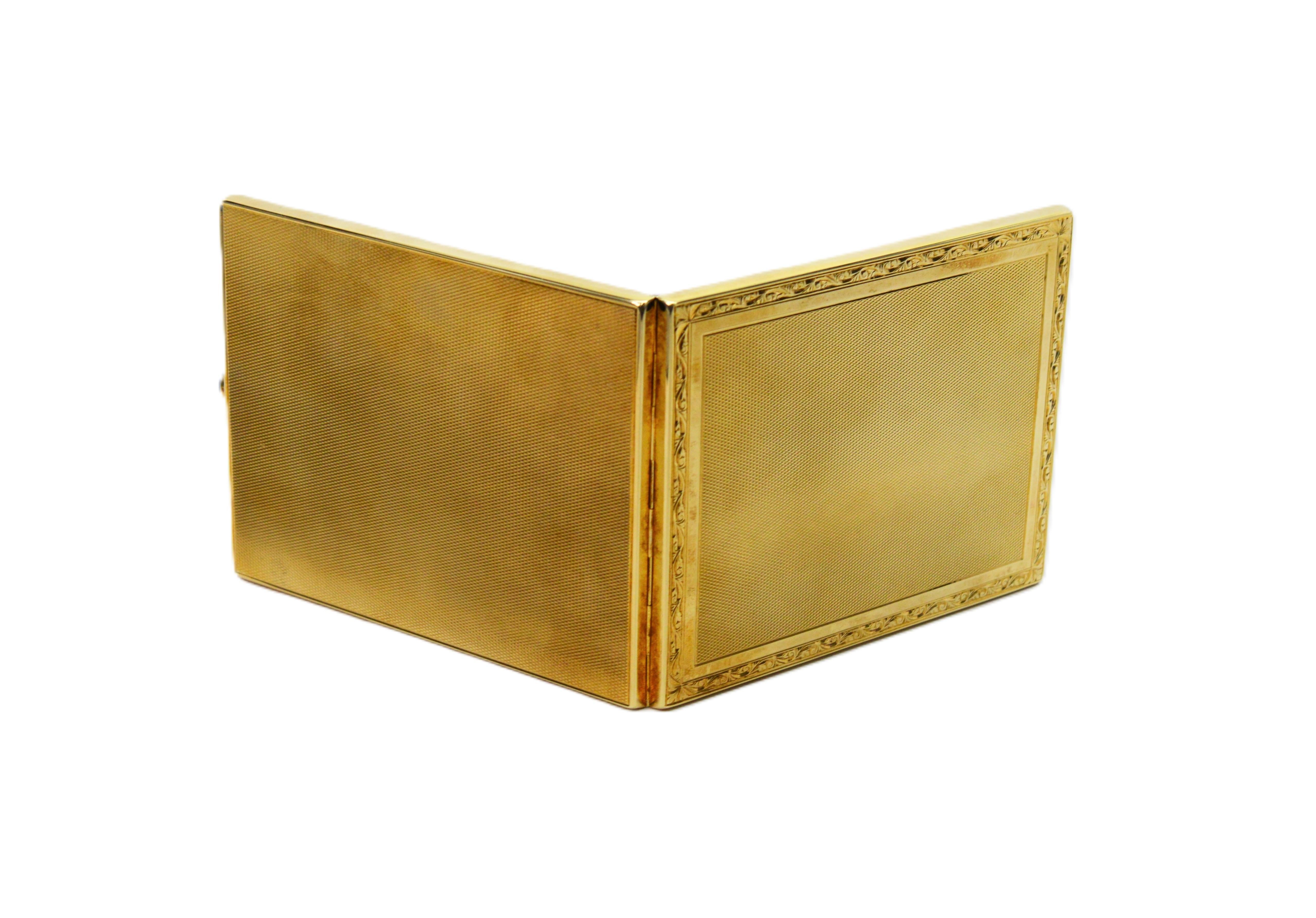 Luxury 14 Karat Yellow Gold Cigarette Case For Sale 1