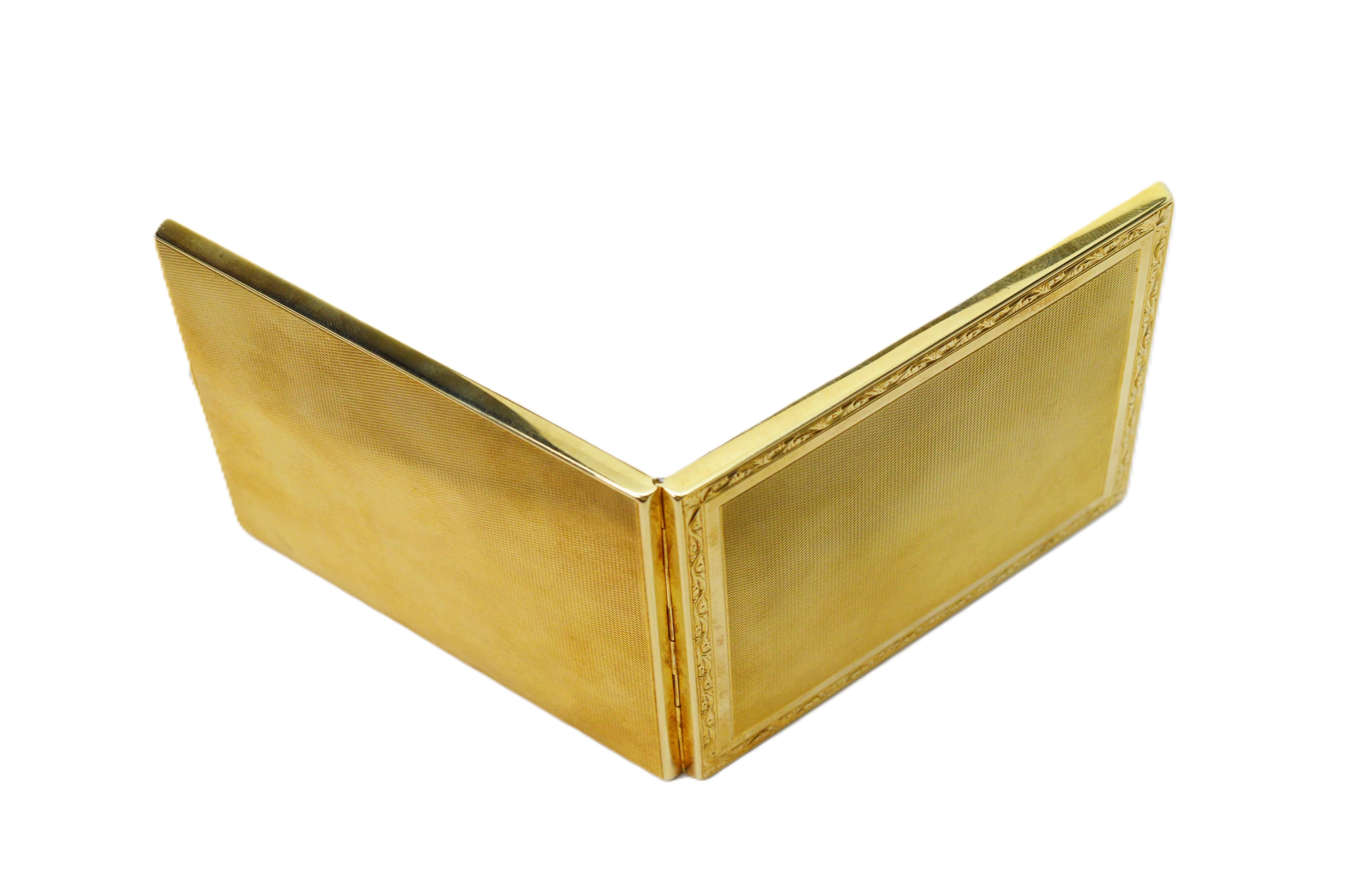 Luxury 14 Karat Yellow Gold Cigarette Case For Sale 2