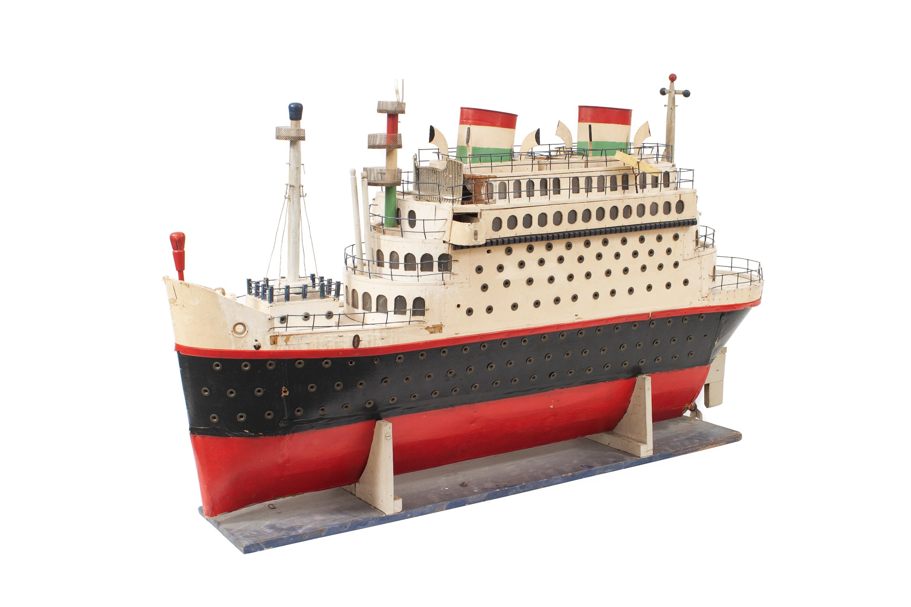 Painted Mid-Century Luxury Liner Ship Model For Sale