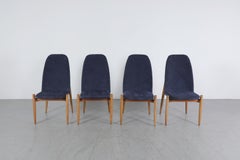 Mid-Century M. Navratil Dining Chairs, Knoll Ink Upholstery, Set of Four