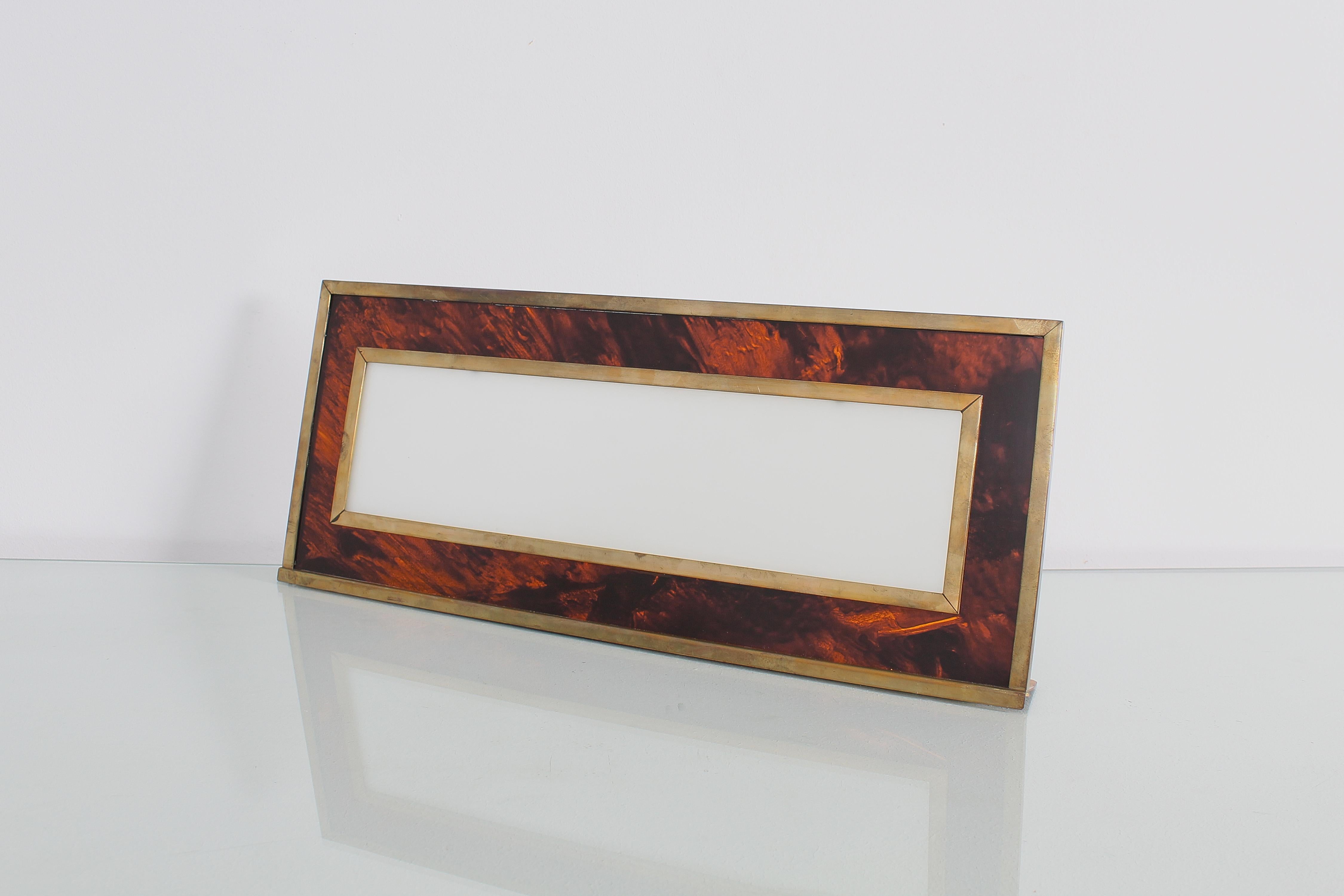 Midcentury M. Rega Lucite and Brass Rectangular Photo Frame Italy, 1970s For Sale 4
