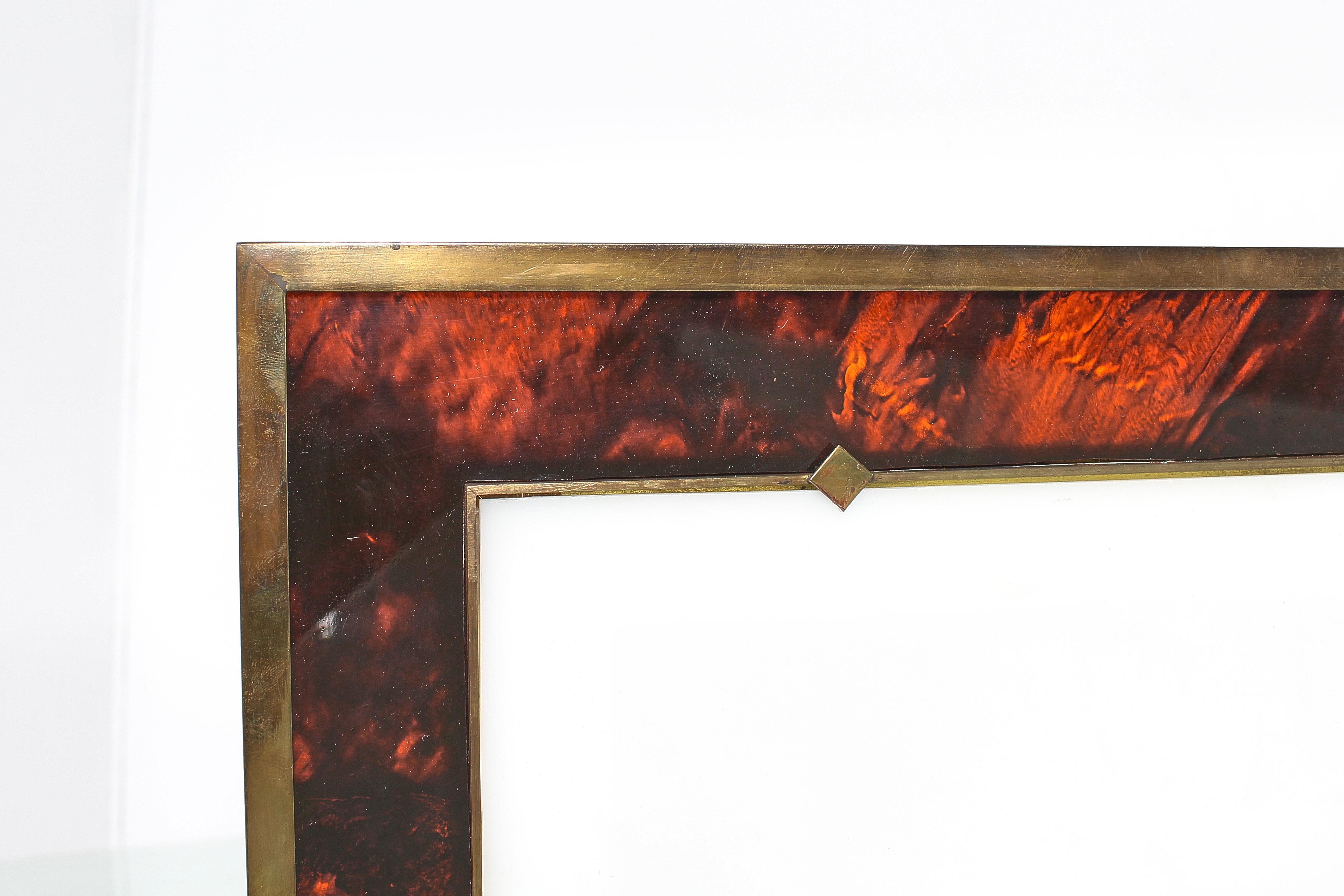 Late 20th Century Midcentury M. Rega Lucite and Brass Rectangular Photo Frame Italy, 1970s For Sale