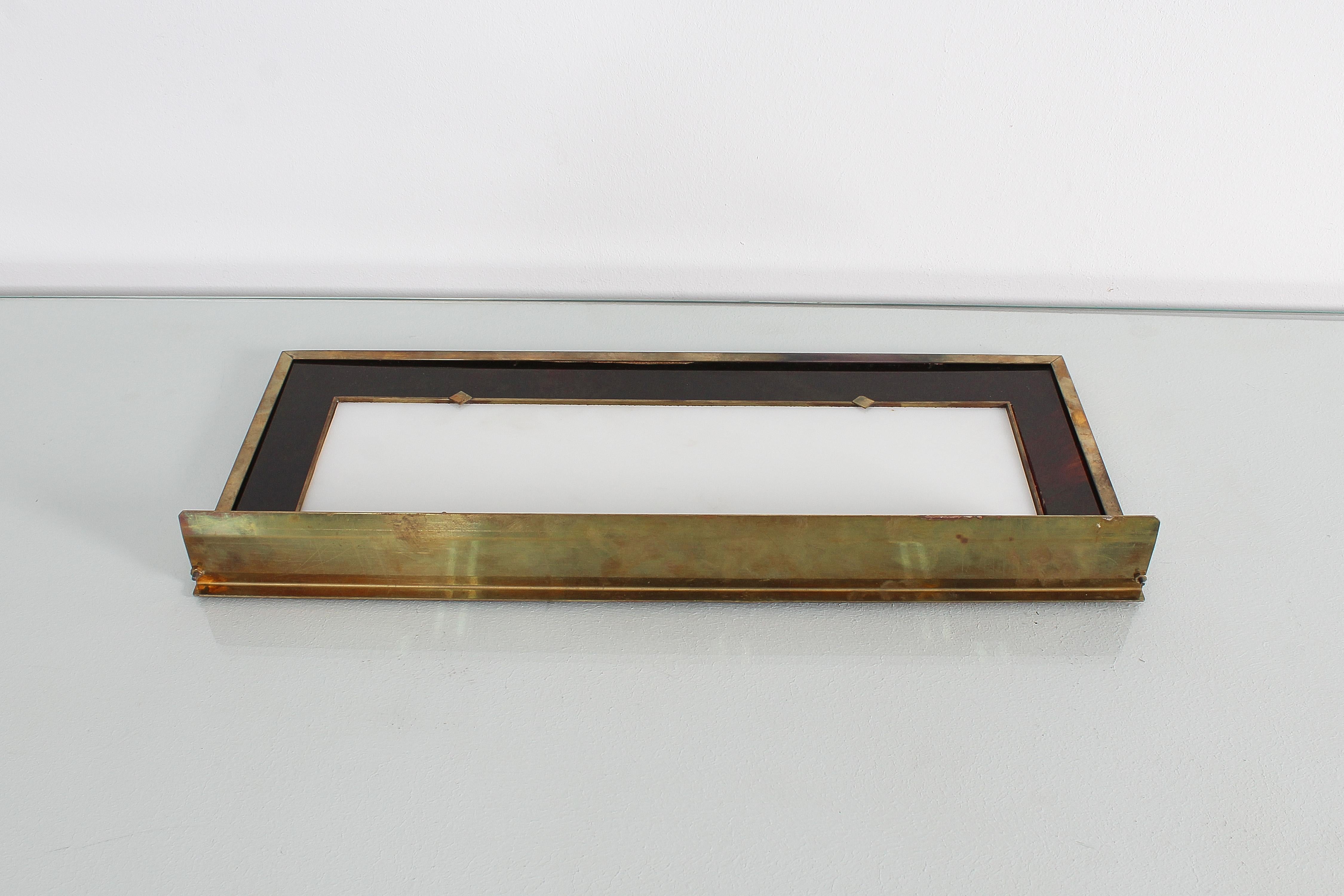 Midcentury M. Rega Lucite and Brass Rectangular Photo Frame Italy, 1970s For Sale 1