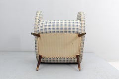 Mid-Century M. Zanuso Style Wooden and Fabric Armchair 50s Italy