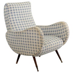 Poltrona in legno e tessuto in stile M. Zanuso di metà secolo, anni '50, Italia