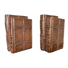 Mid-Century Made Heavy Bronze Classic Novel Book Shaped Bookends Treasure Island