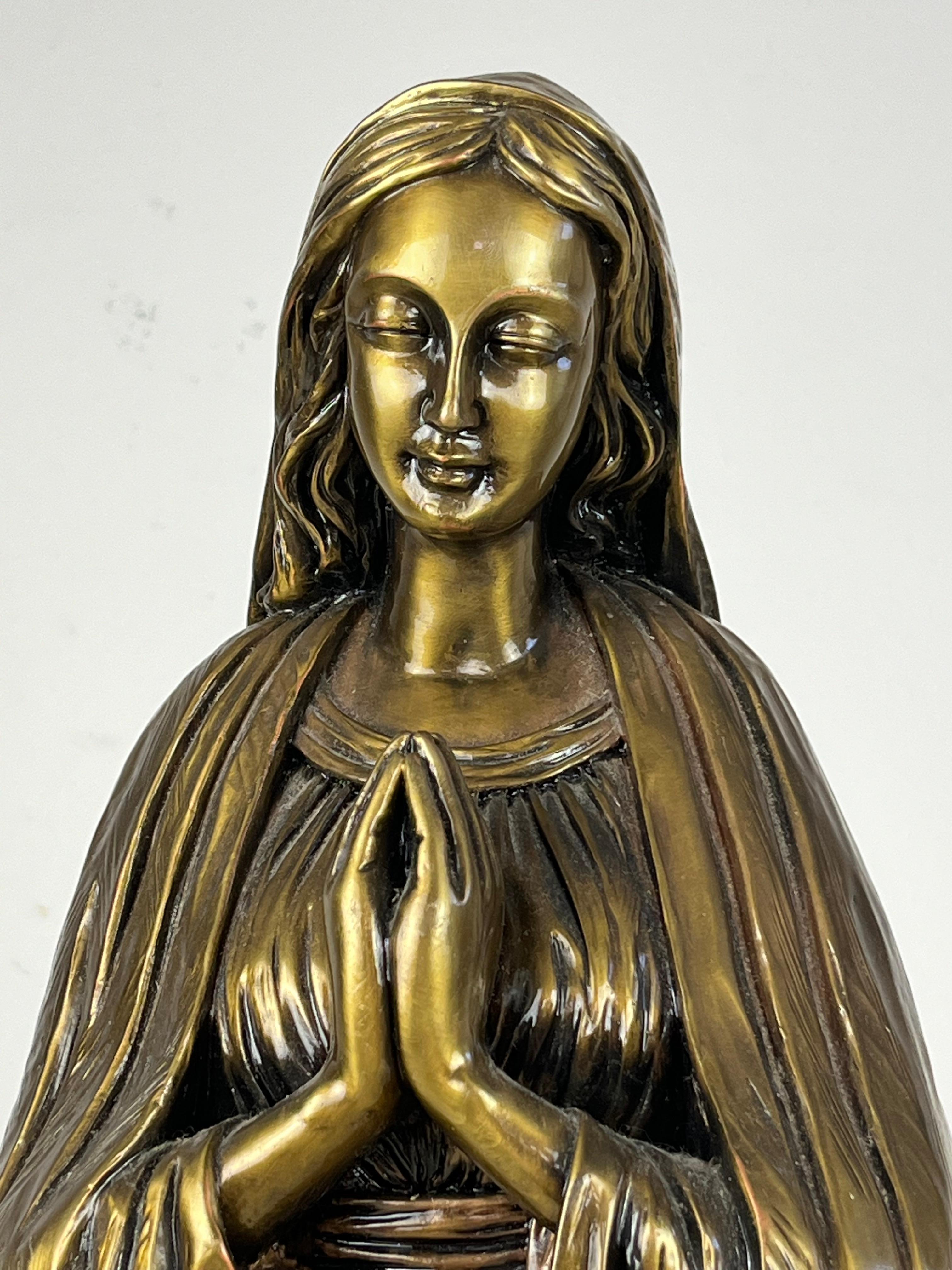 Mid-Century Madonna Bronze Statue 64 cm  In Good Condition For Sale In Palermo, IT