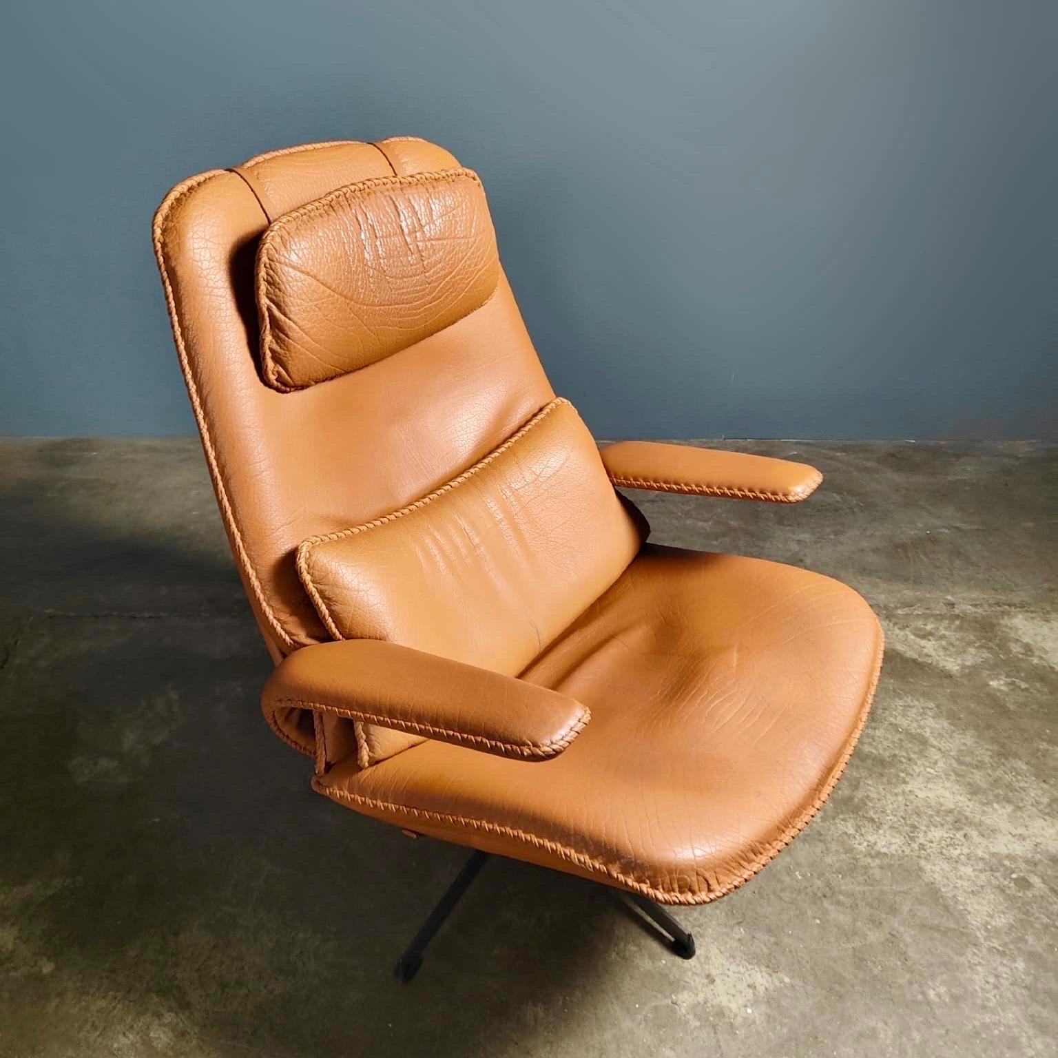 Danish Mid Century Madsen & Schubell M&S Møbler MS86 Armchair Tan Brown Leather Vintage