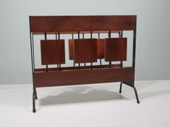 Mid century magazine rack in teak and metal, Netherlands 1960-1970