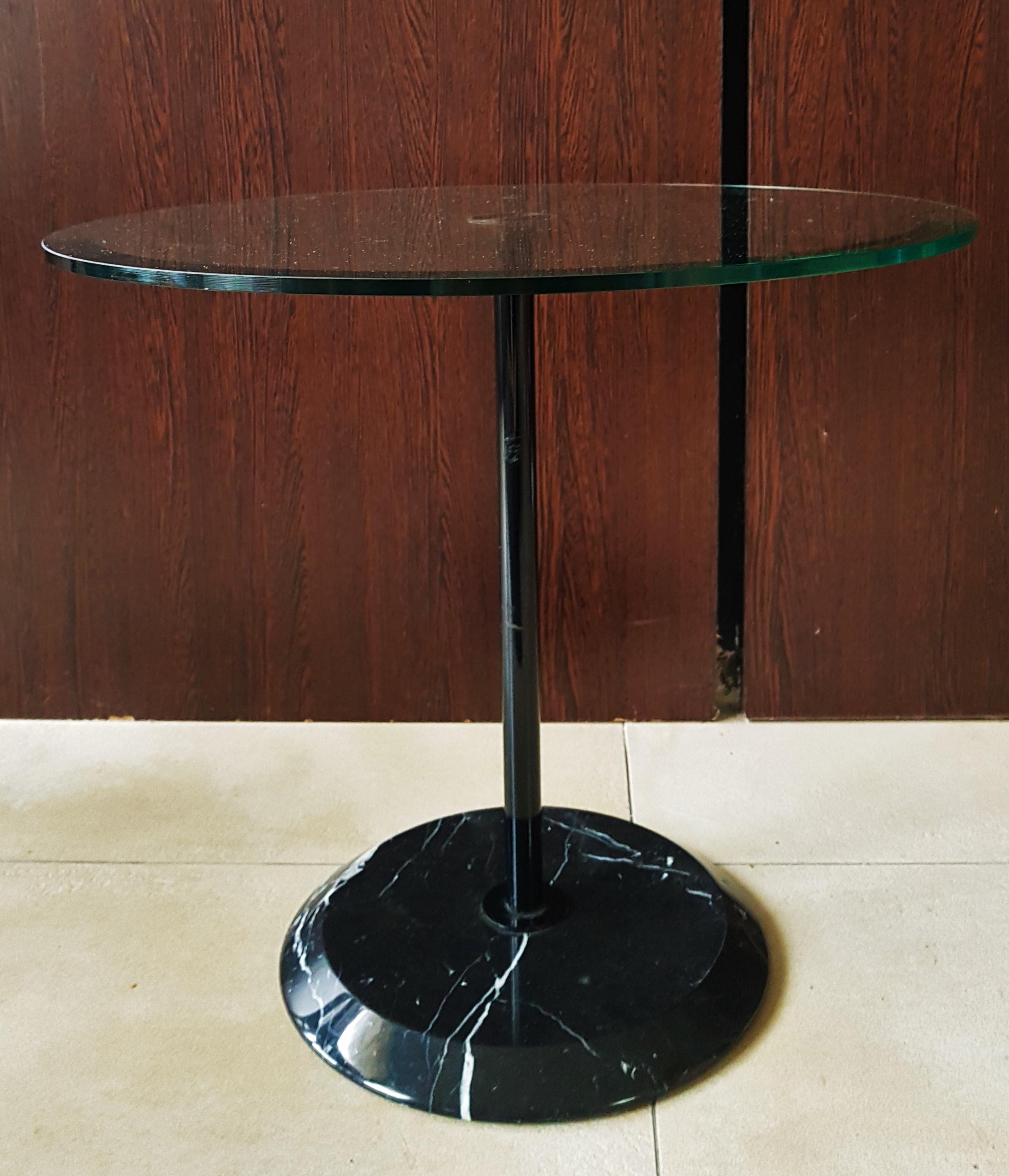 Midcentury Magistretti for Cattelan Marble Glass Side Coffee Table, Italy, 1980 3