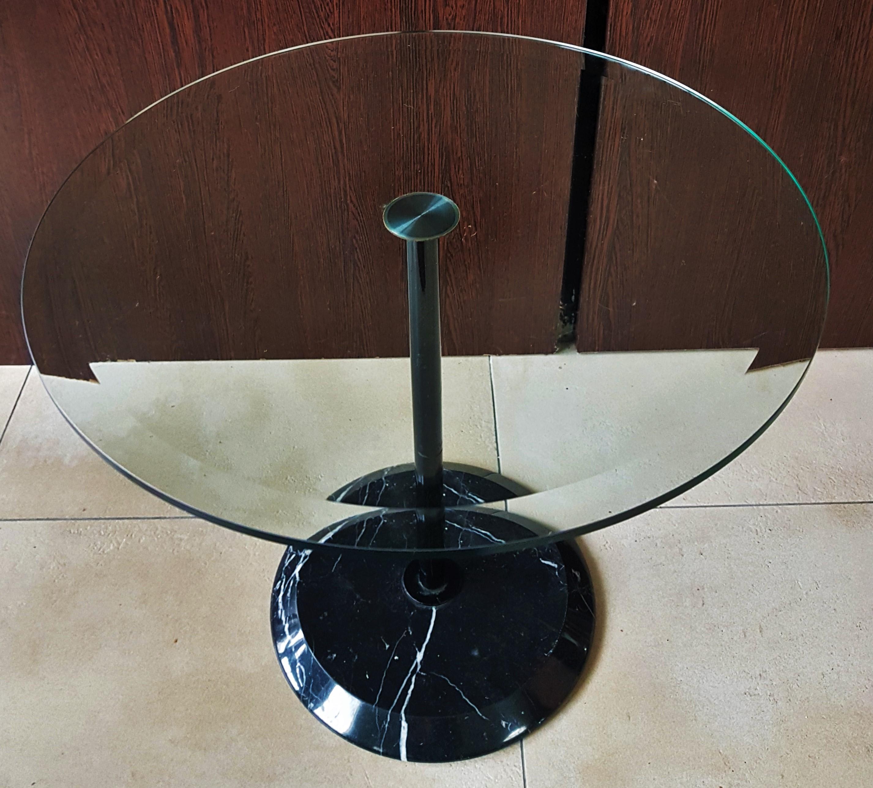 Late 20th Century Midcentury Magistretti for Cattelan Marble Glass Side Coffee Table, Italy, 1980