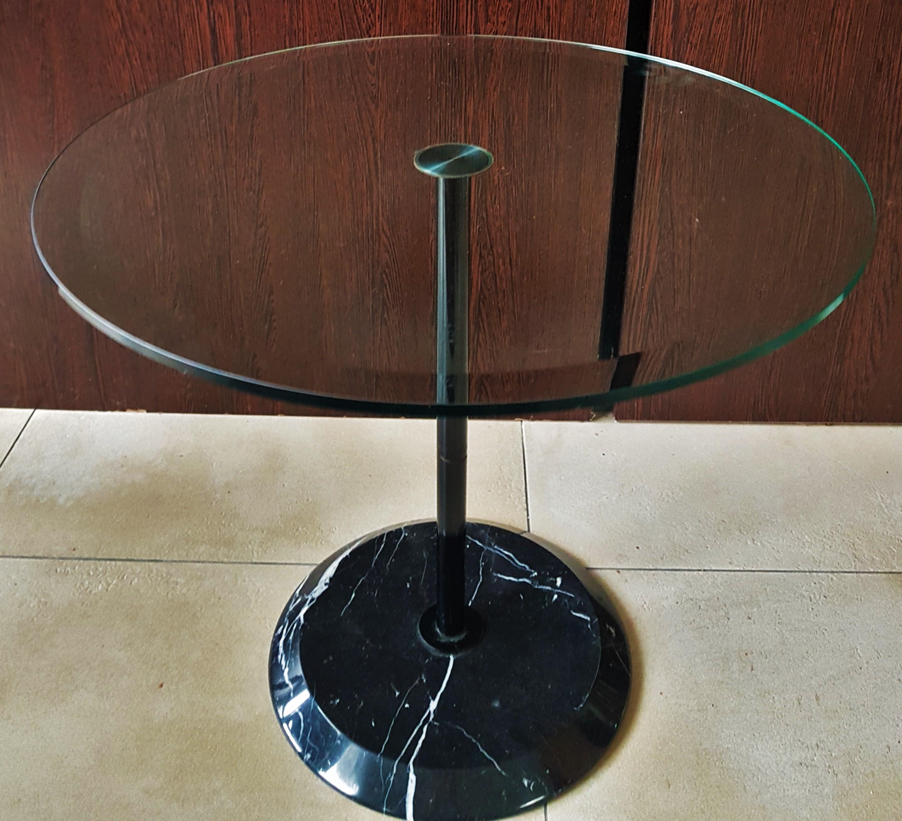 Midcentury Magistretti for Cattelan Marble Glass Side Coffee Table, Italy, 1980 1