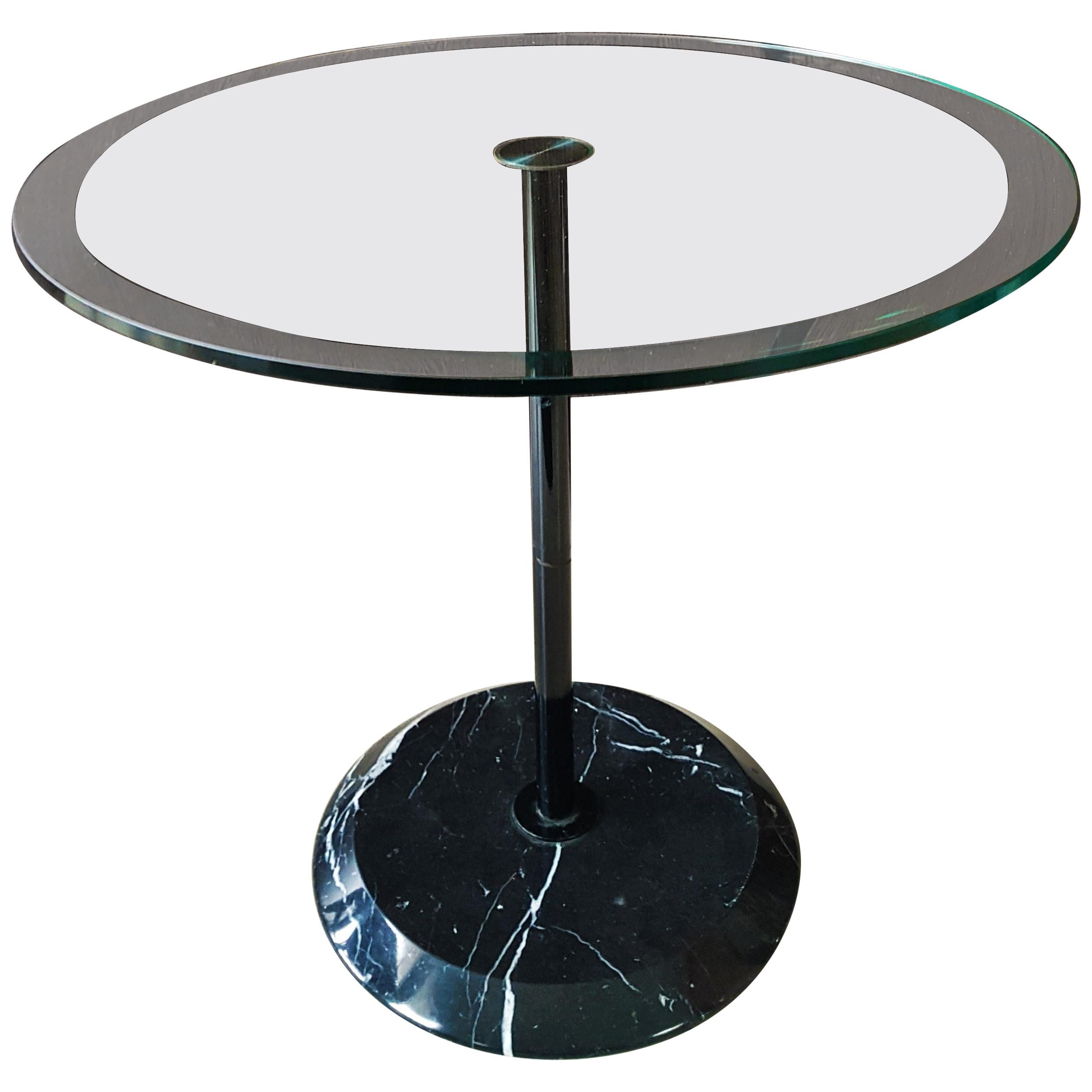 Midcentury Magistretti for Cattelan Marble Glass Side Coffee Table, Italy, 1980