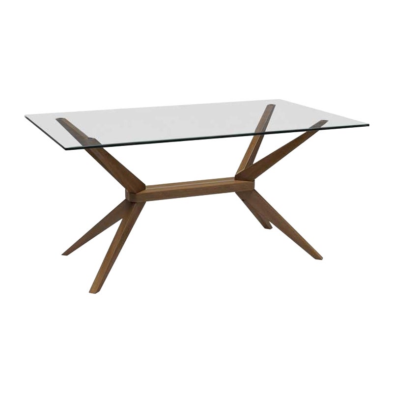 Mid-Century "Magna" Walnut and Glass Dining Table For Sale