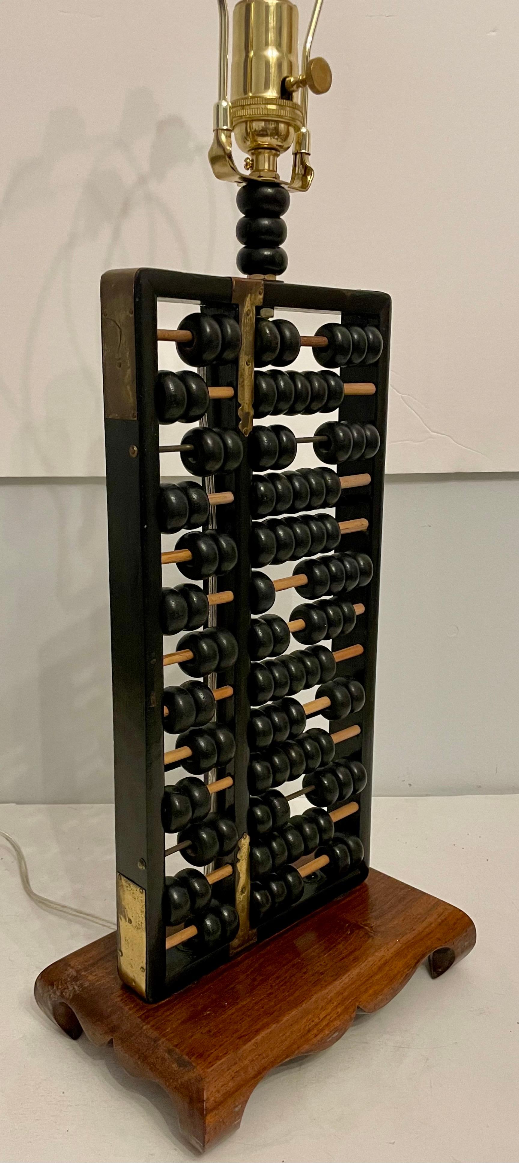 Mid Century Mahogany Abacus Lamp For Sale 3