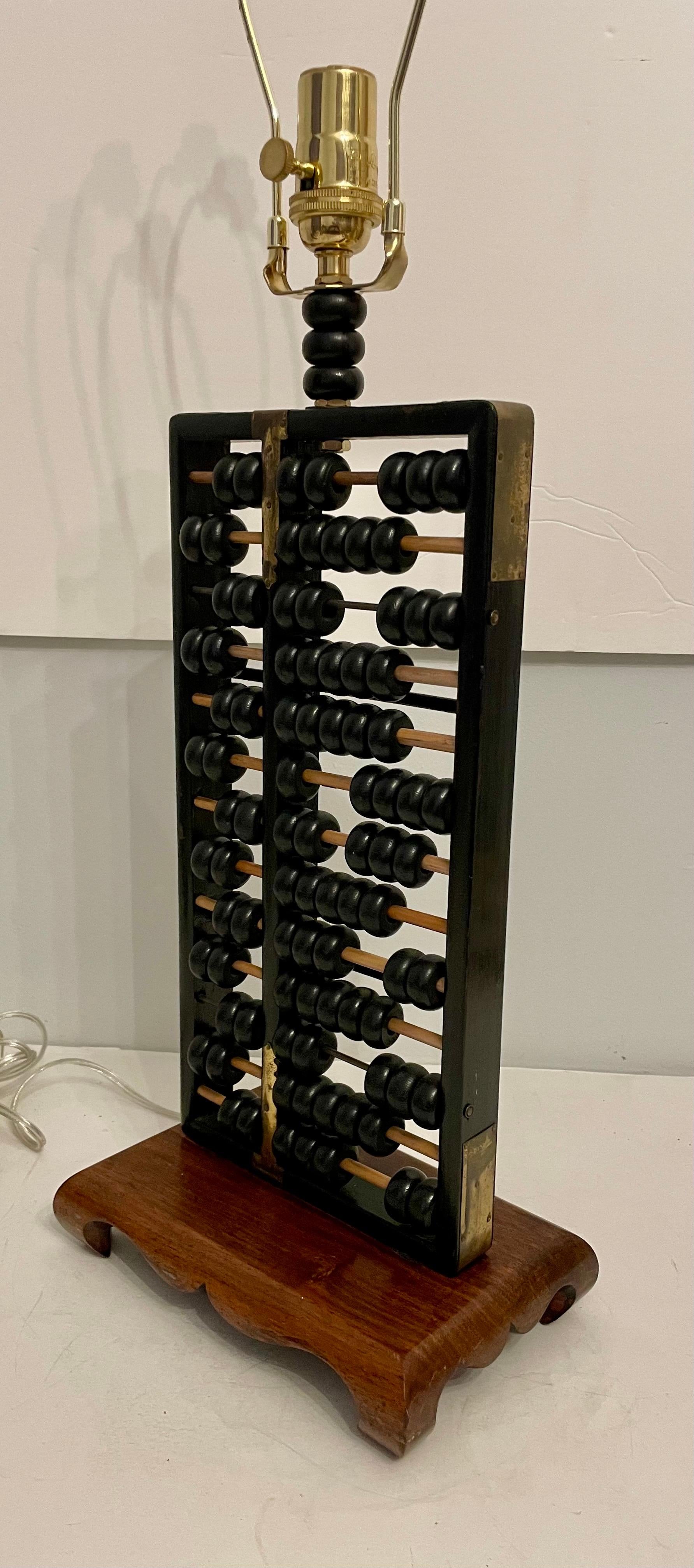 Mid Century Mahogany Abacus Lamp For Sale 4