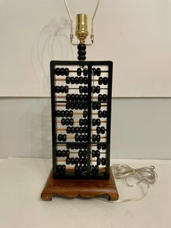 Mid Century Mahogany Abacus Lamp