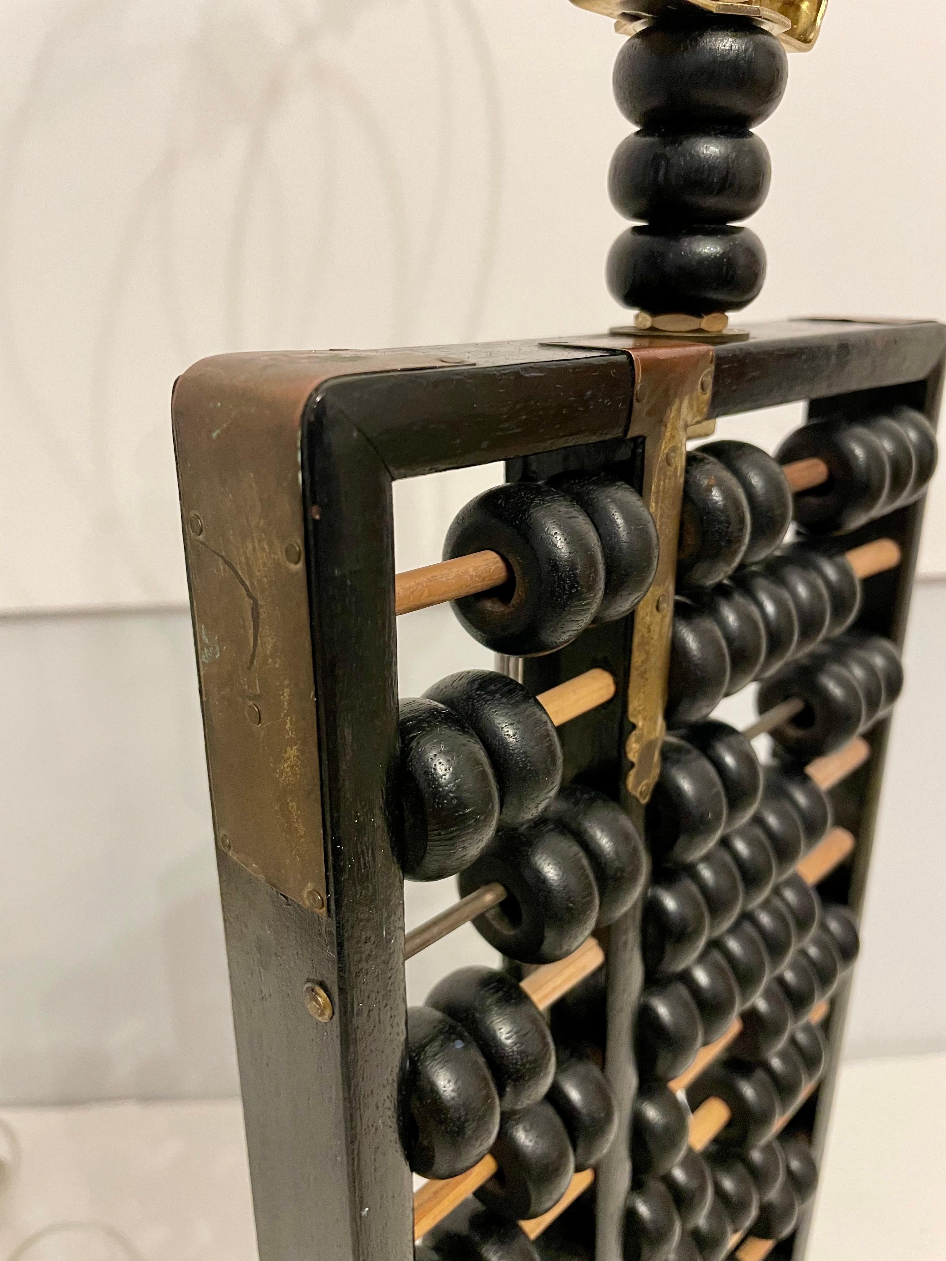 Mid-Century Modern Mid Century Mahogany Abacus Lamp For Sale