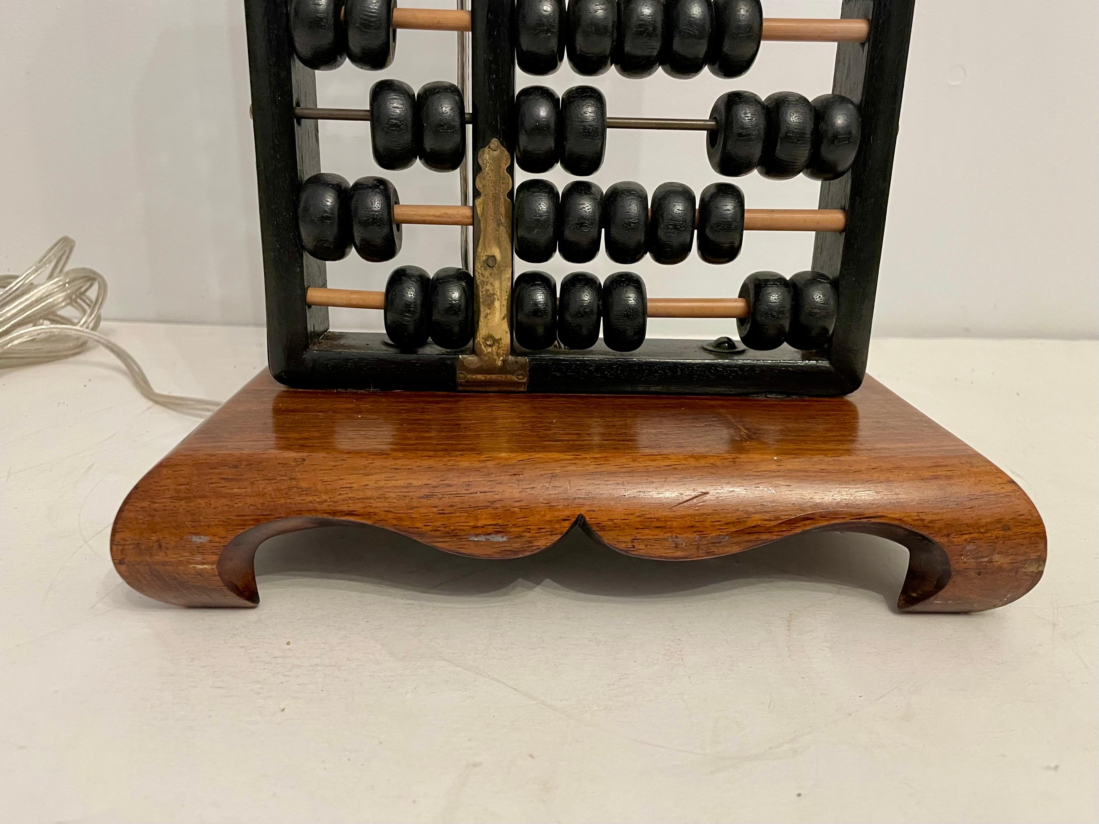 20th Century Mid Century Mahogany Abacus Lamp For Sale